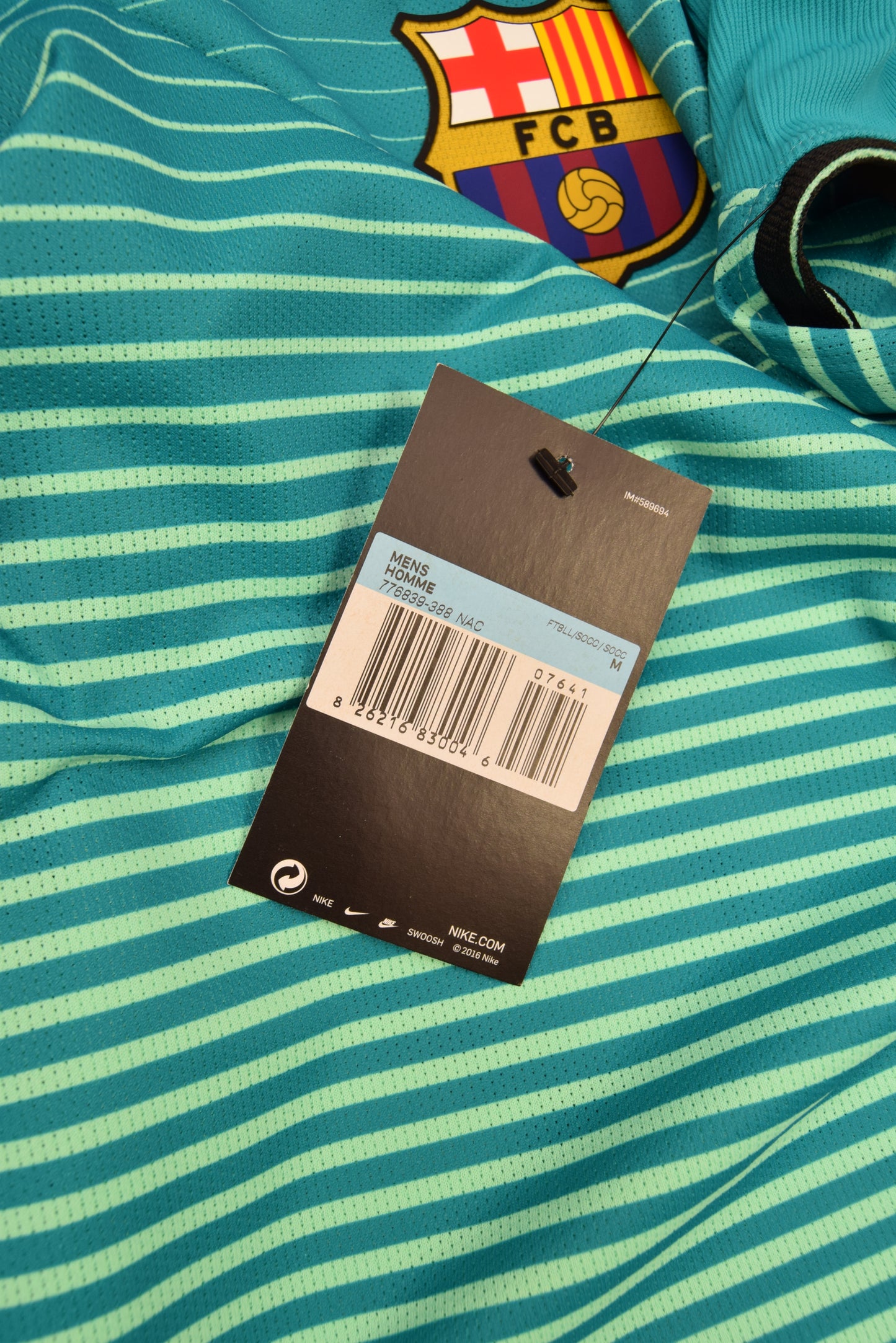 Authentic New Barcelona Nike Aeroswift 2016 - 2017 Player's Edition / Issue Away Third Football Shirt Size M BNWT Deadstock Unicef Teal Mint Green