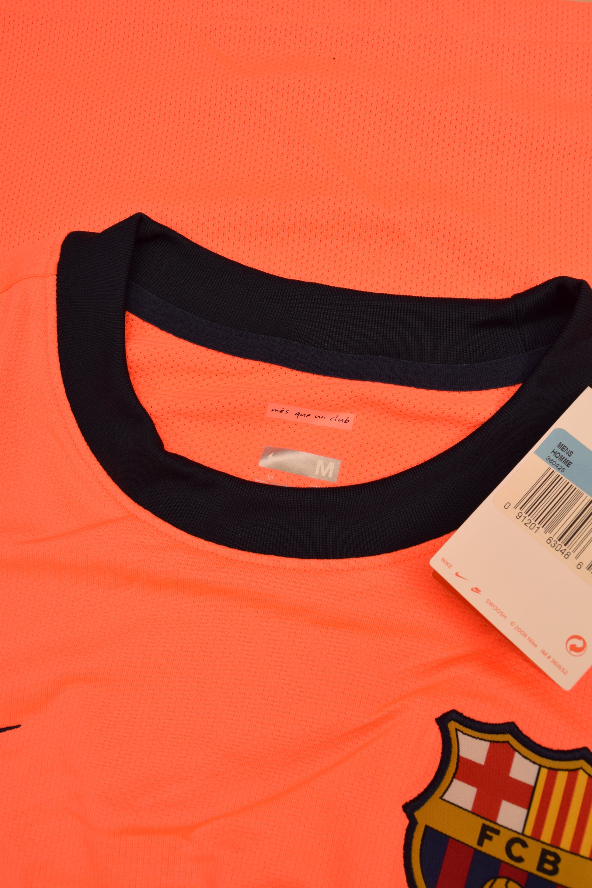 Authentic New FC Barcelona Nike Home Player's Issue / Edition Football Shirt 2009-2010 BNWT Deadstock Size M Unicef Short Sleeve Bright Mango Neon Sunset