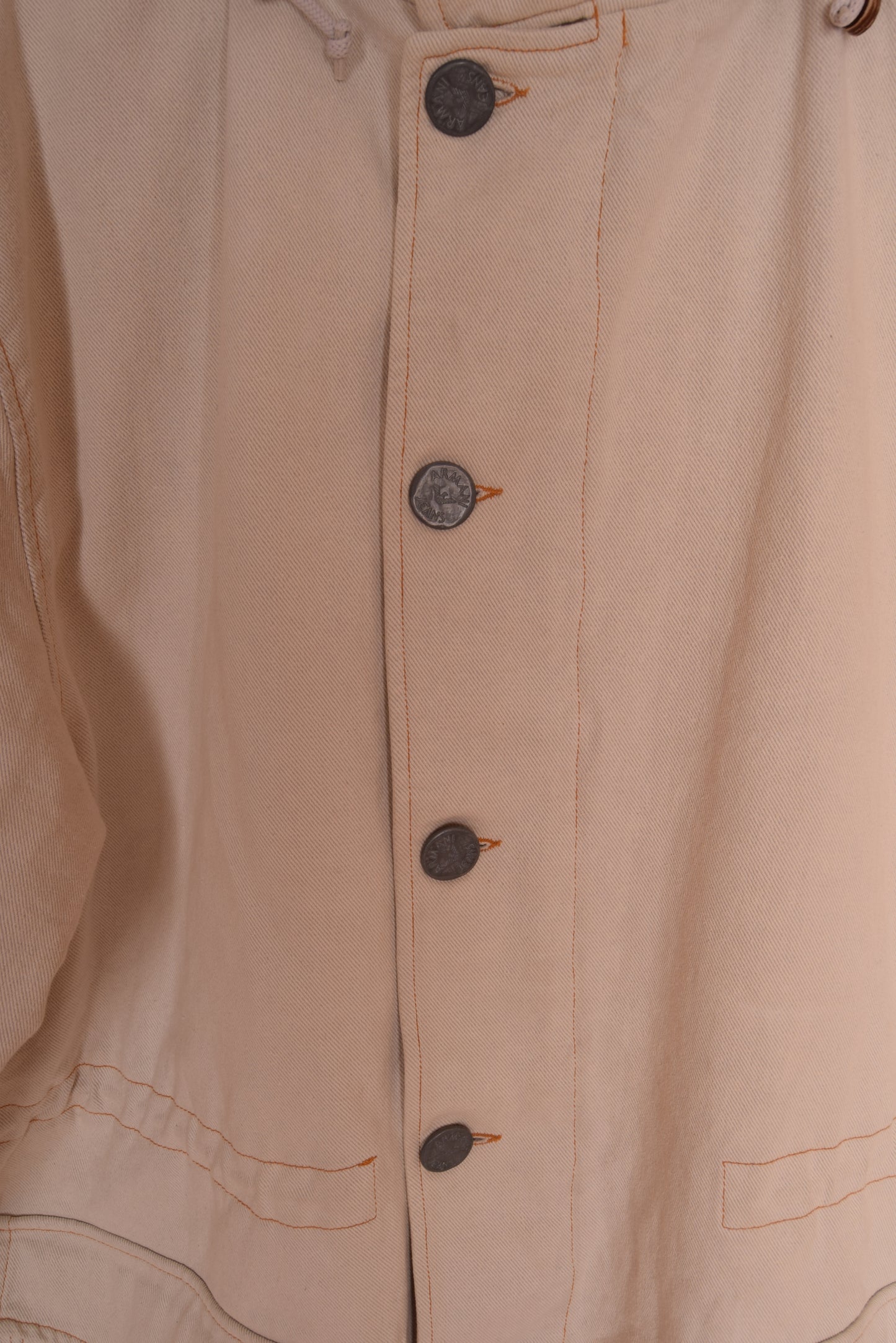 Armani Jeans Worked Fabrics Thick Heavy Jacket White Made in Italy Cotton Size XL