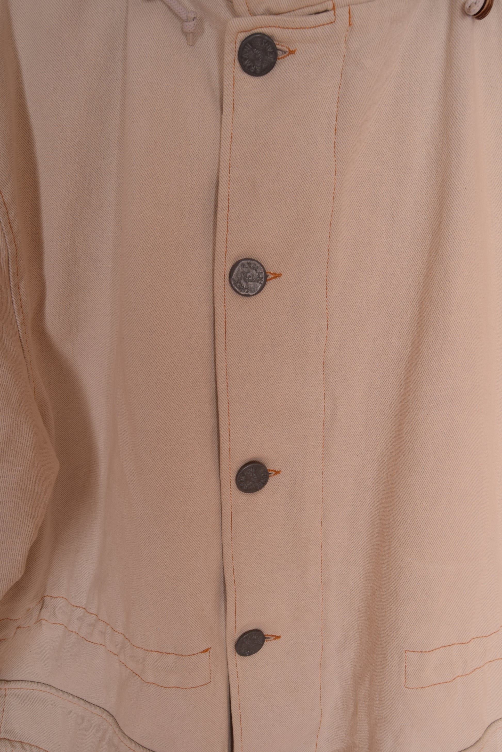 Armani Jeans Worked Fabrics Thick Heavy Jacket White Made in Italy Cotton Size XL