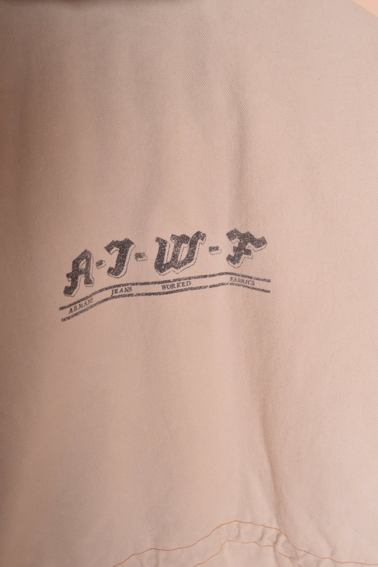 Armani Jeans Worked Fabrics Thick Heavy Jacket White Made in Italy Cotton Size XL