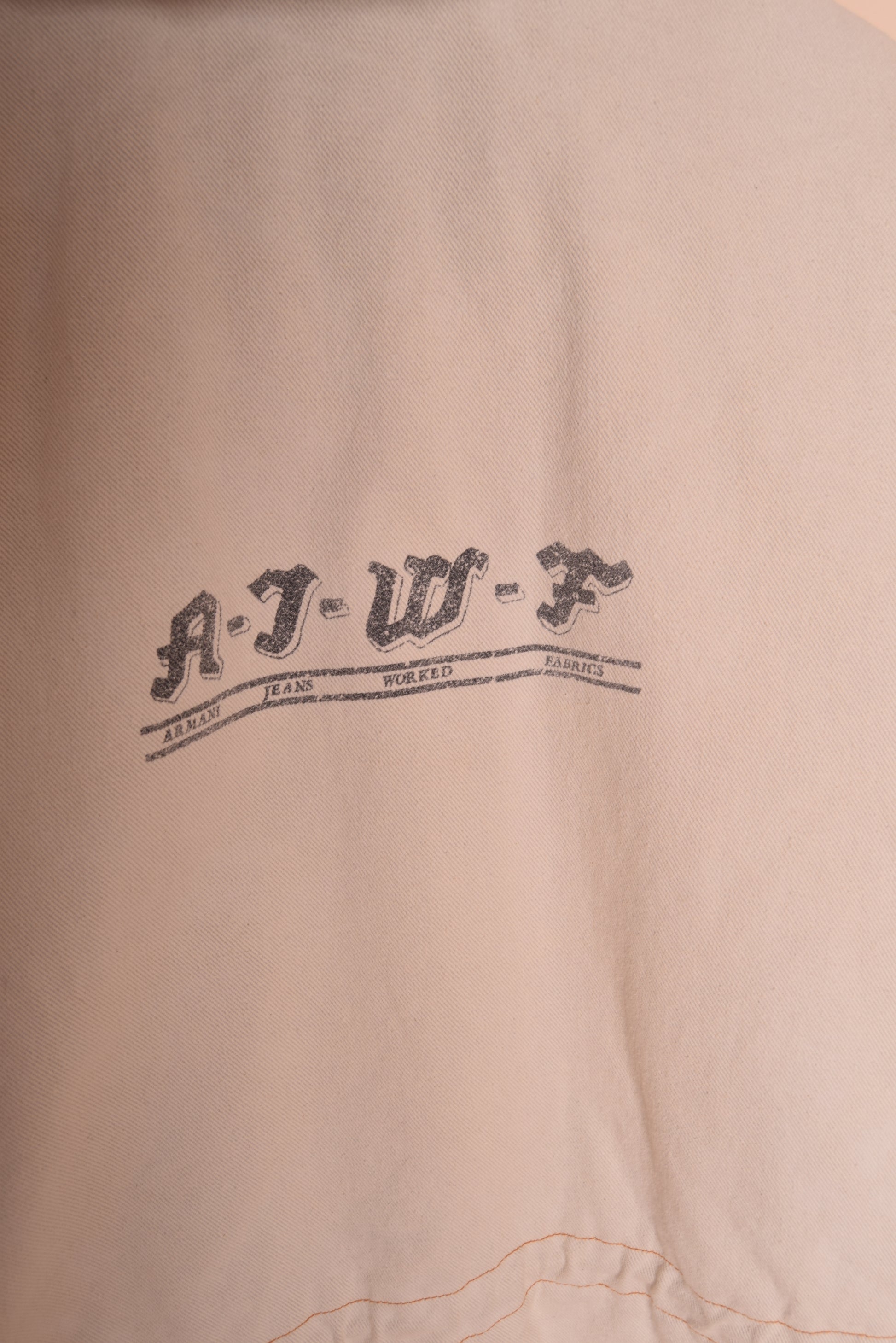 Armani Jeans Worked Fabrics Thick Heavy Jacket White Made in Italy Cotton Size XL