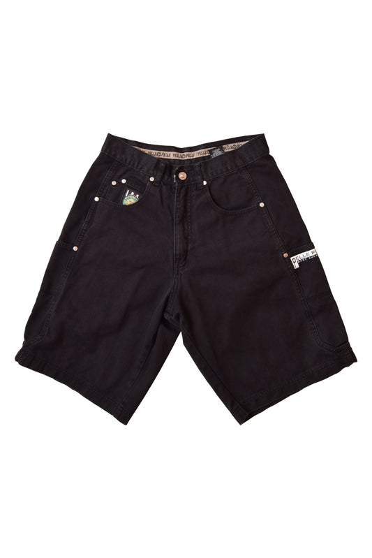 Vintage Pelle Pelle Expedition Shorts Denim Black Hip Hop Baggy