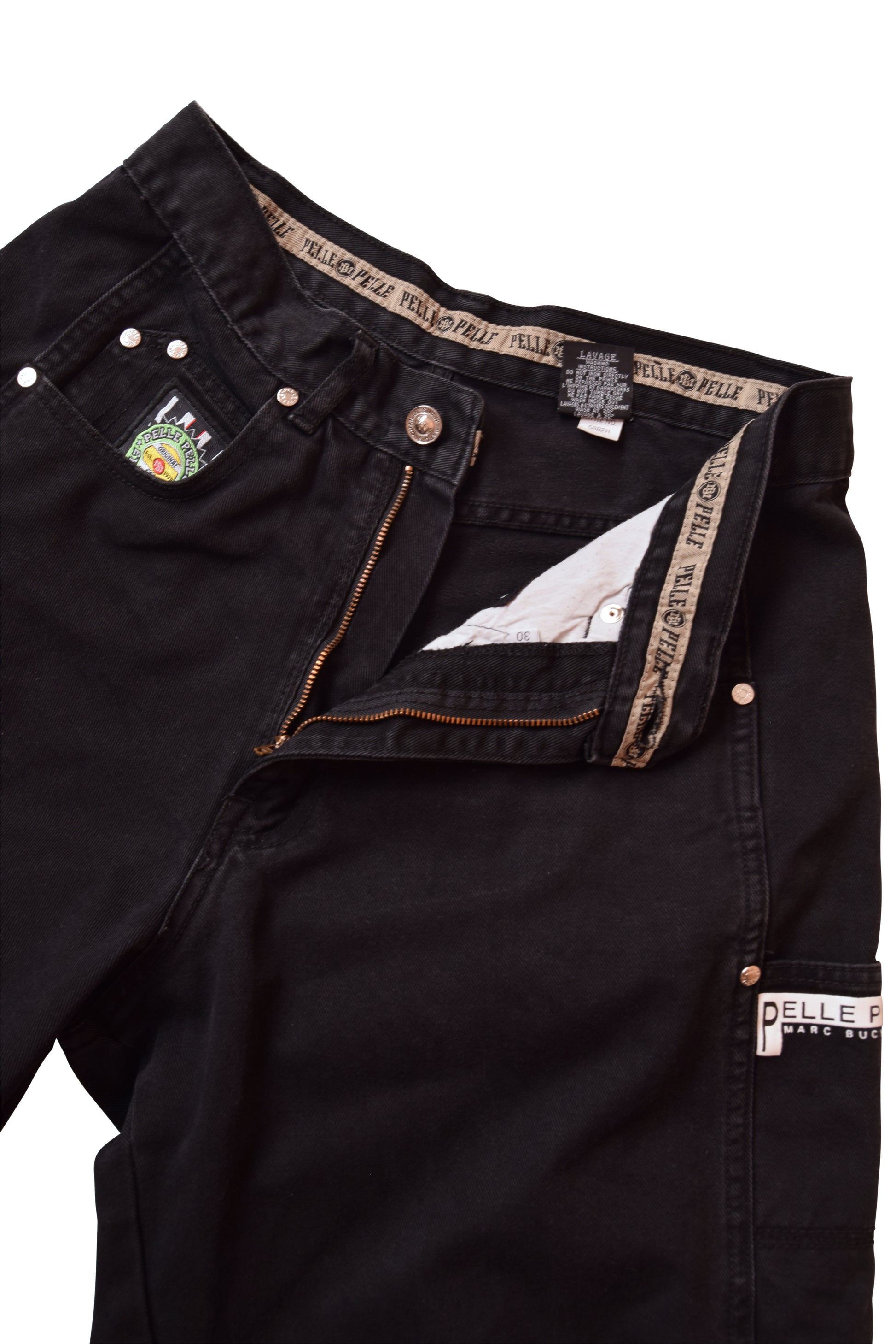 Vintage Pelle Pelle Expedition Shorts Denim Black Hip Hop Baggy