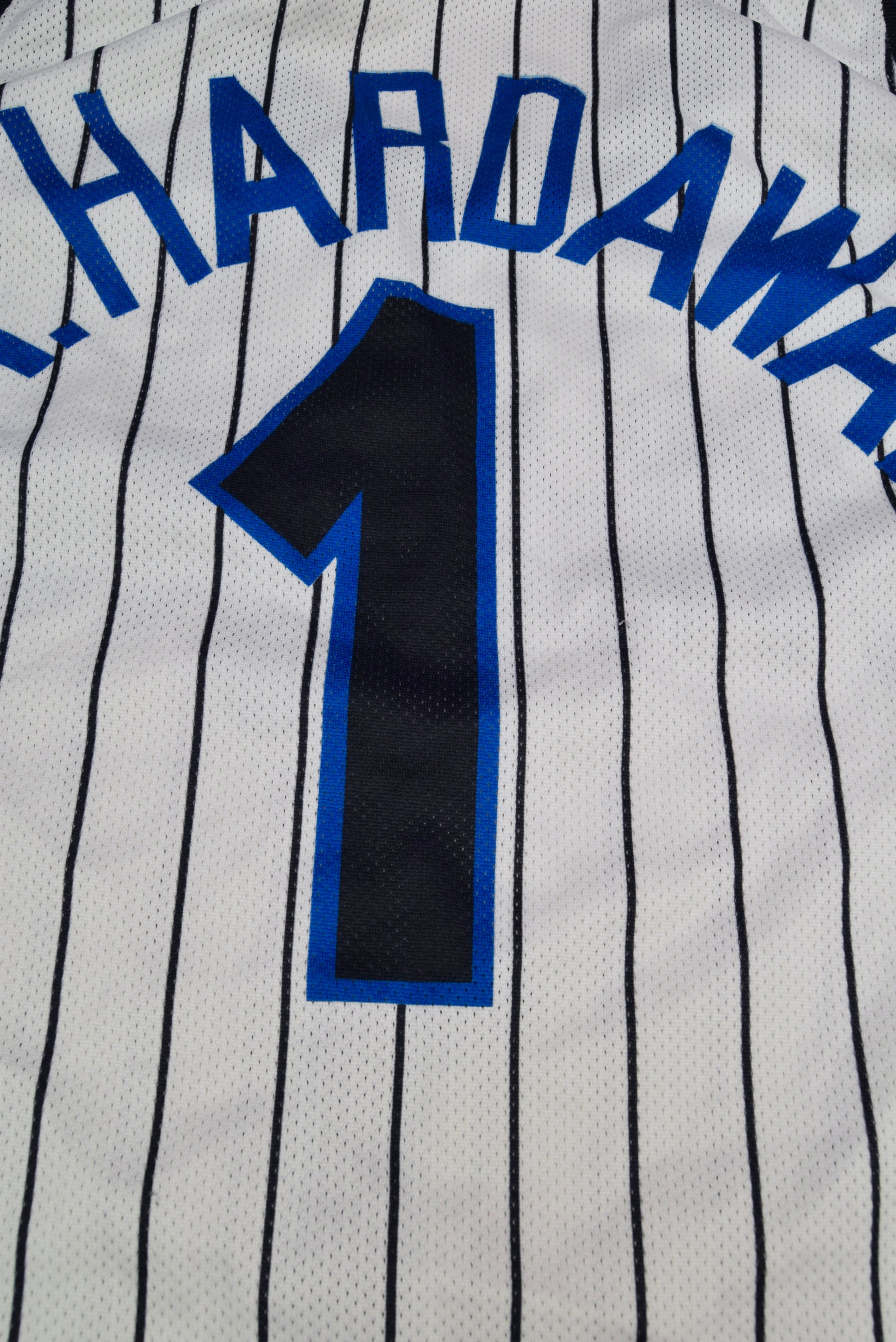 Vintage Orlando Magic Anfernee Penny Hardaway Champion 1993 - 1994 #1 Jersey NBA Basketball White Black Stripes Size XXL