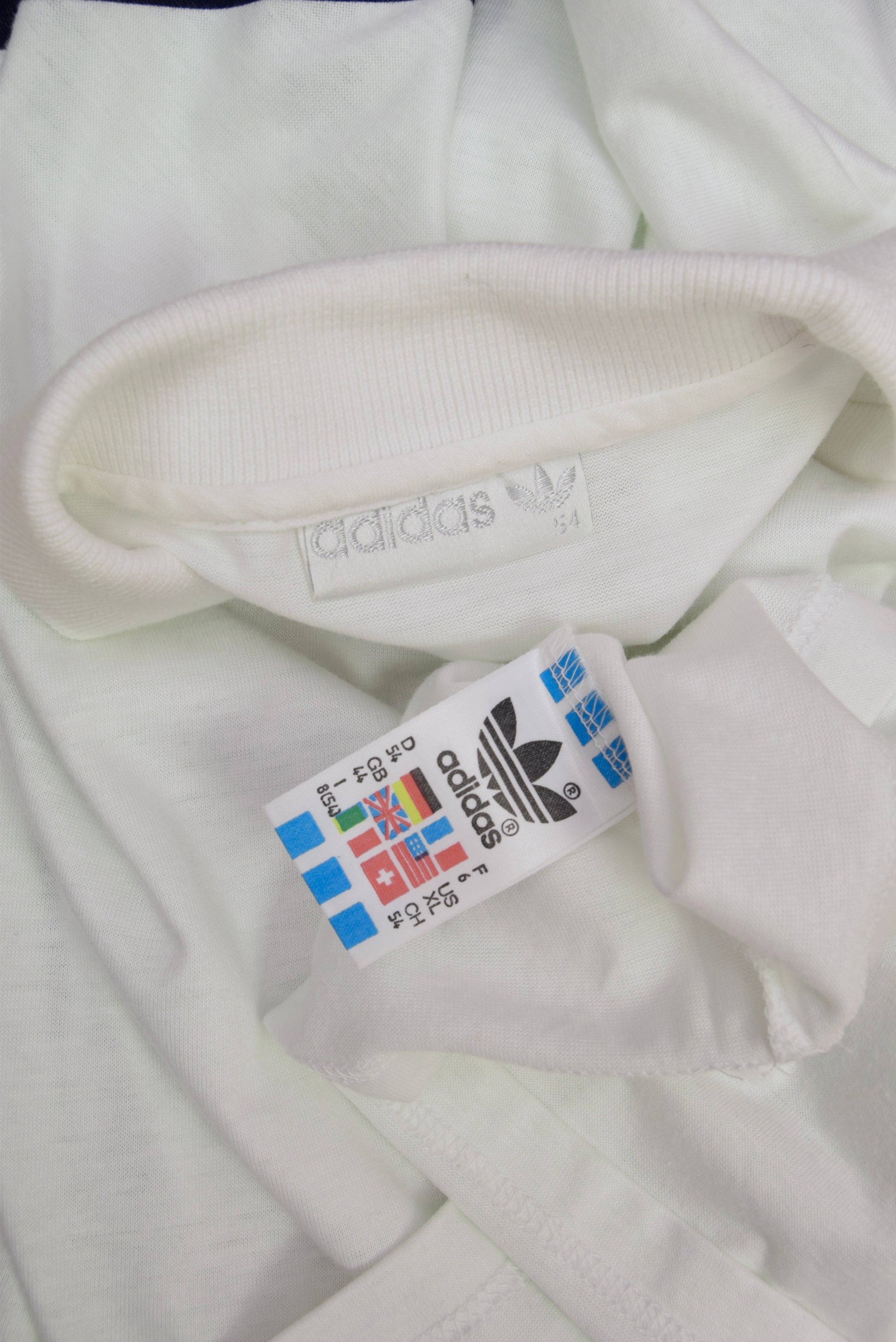 Vintage 80's Adidas Ivan Lendl Tennis Polo Shirt White Blue Made in West Germany Size M
