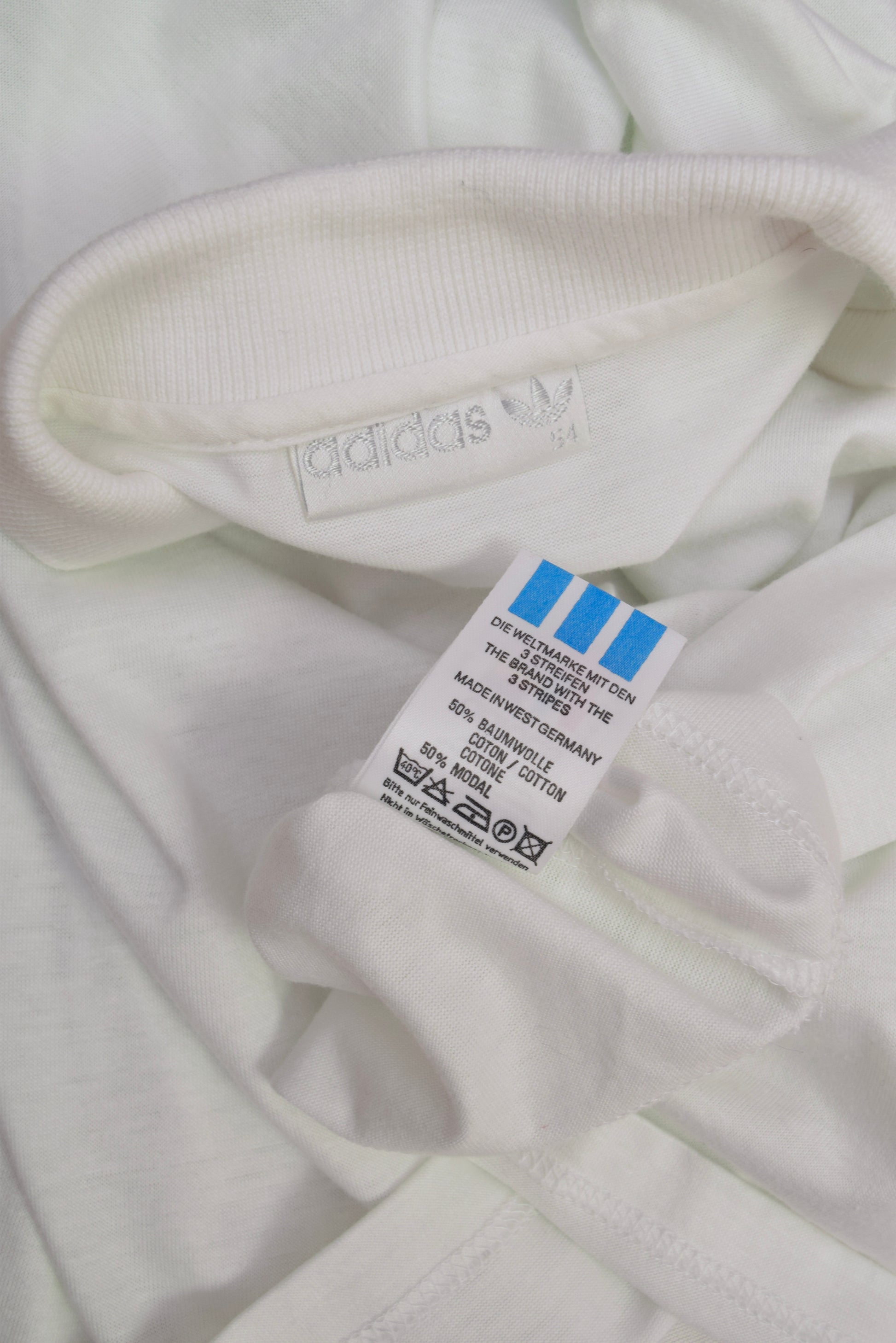 Vintage 80's Adidas Ivan Lendl Tennis Polo Shirt White Blue Made in West Germany Size M