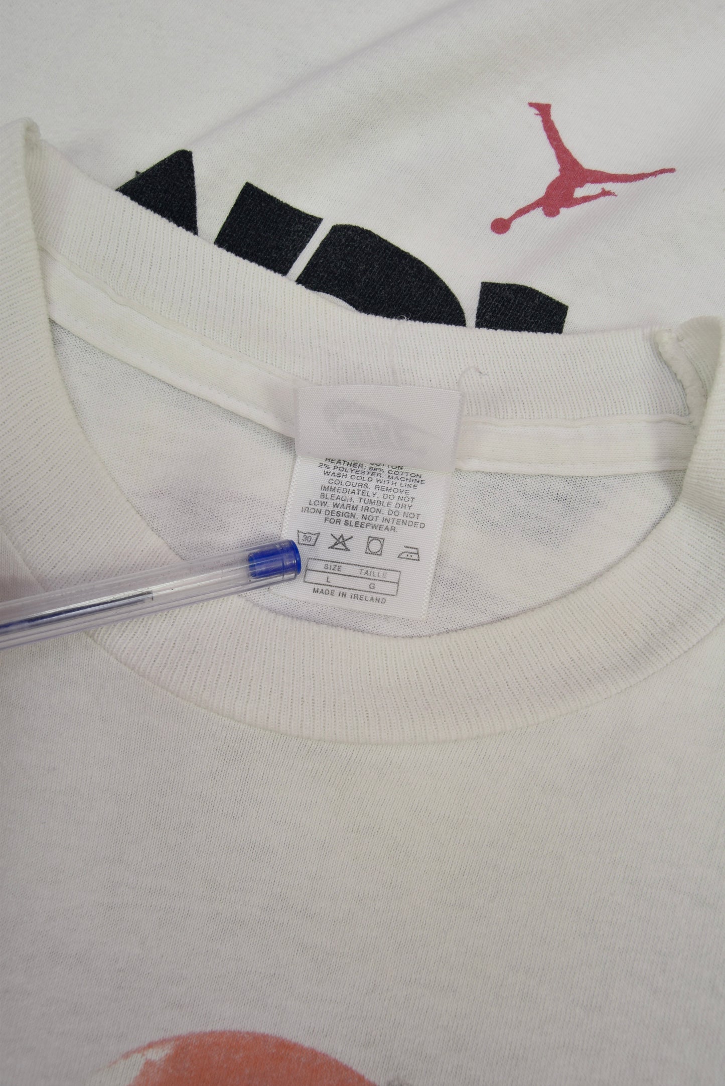 Jordan's Back Nike 1995 T-Shirt # 45 White Made in Ireland 100% Cotton NBA Basketball