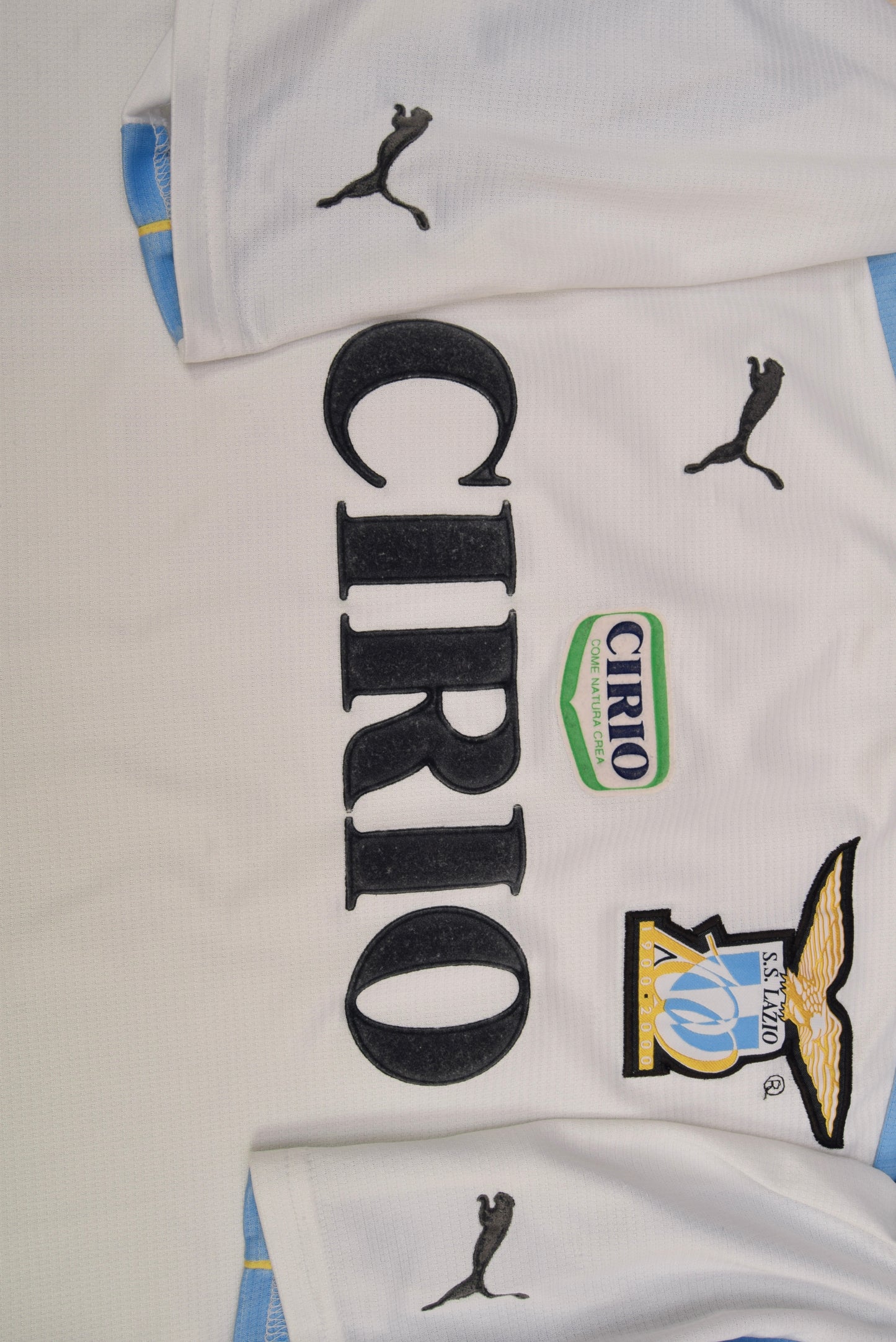 SS Lazio Roma Puma 1999-2000 Away Football Shirt White 1900-2000 Anniversary Centenary Cirio Size L