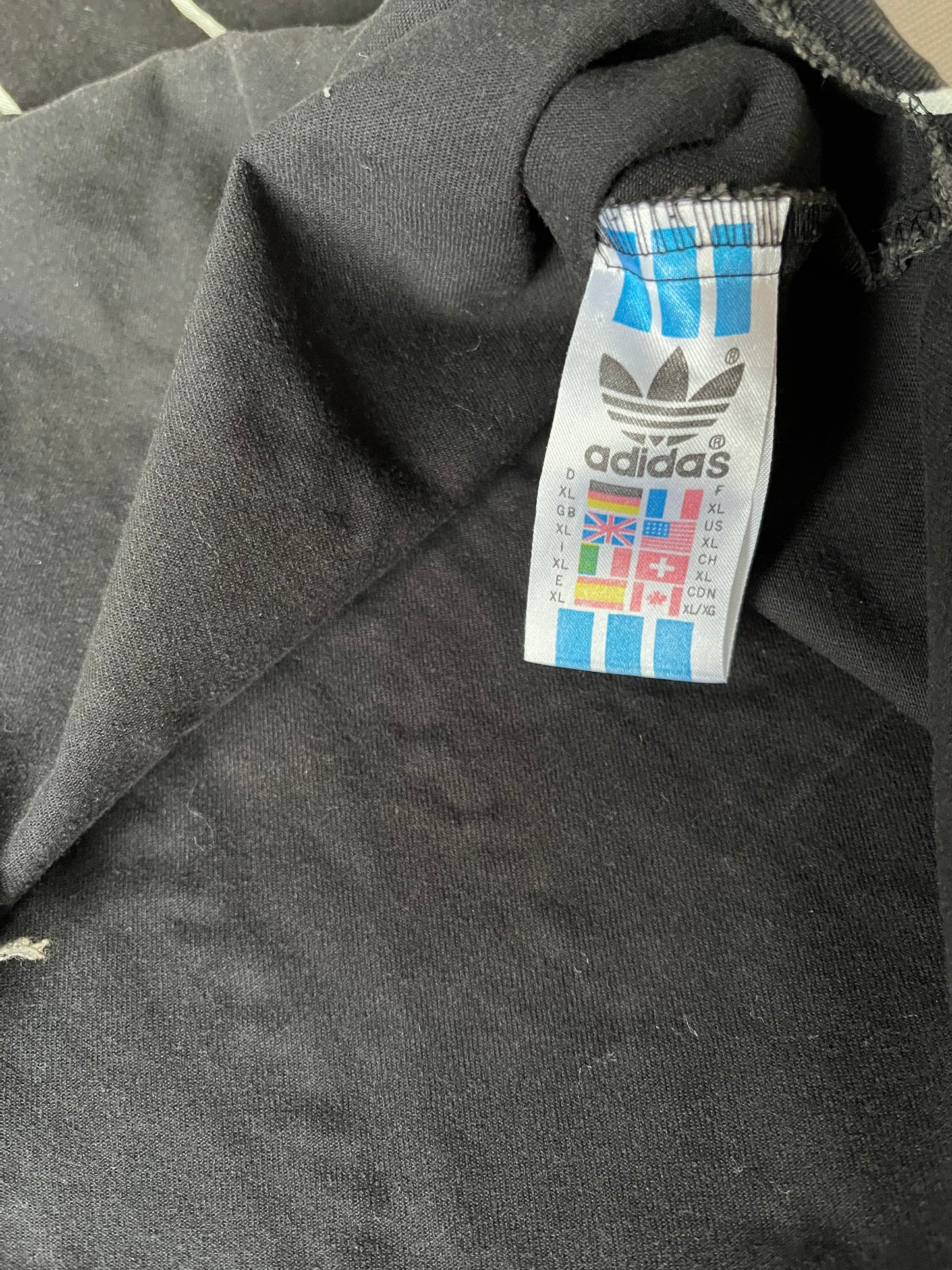 Vintage 90's Adidas Streetball Jersey / Shirt Size XL-XXL Black With White Stripes Heavy Workwear Cotton Basketball
