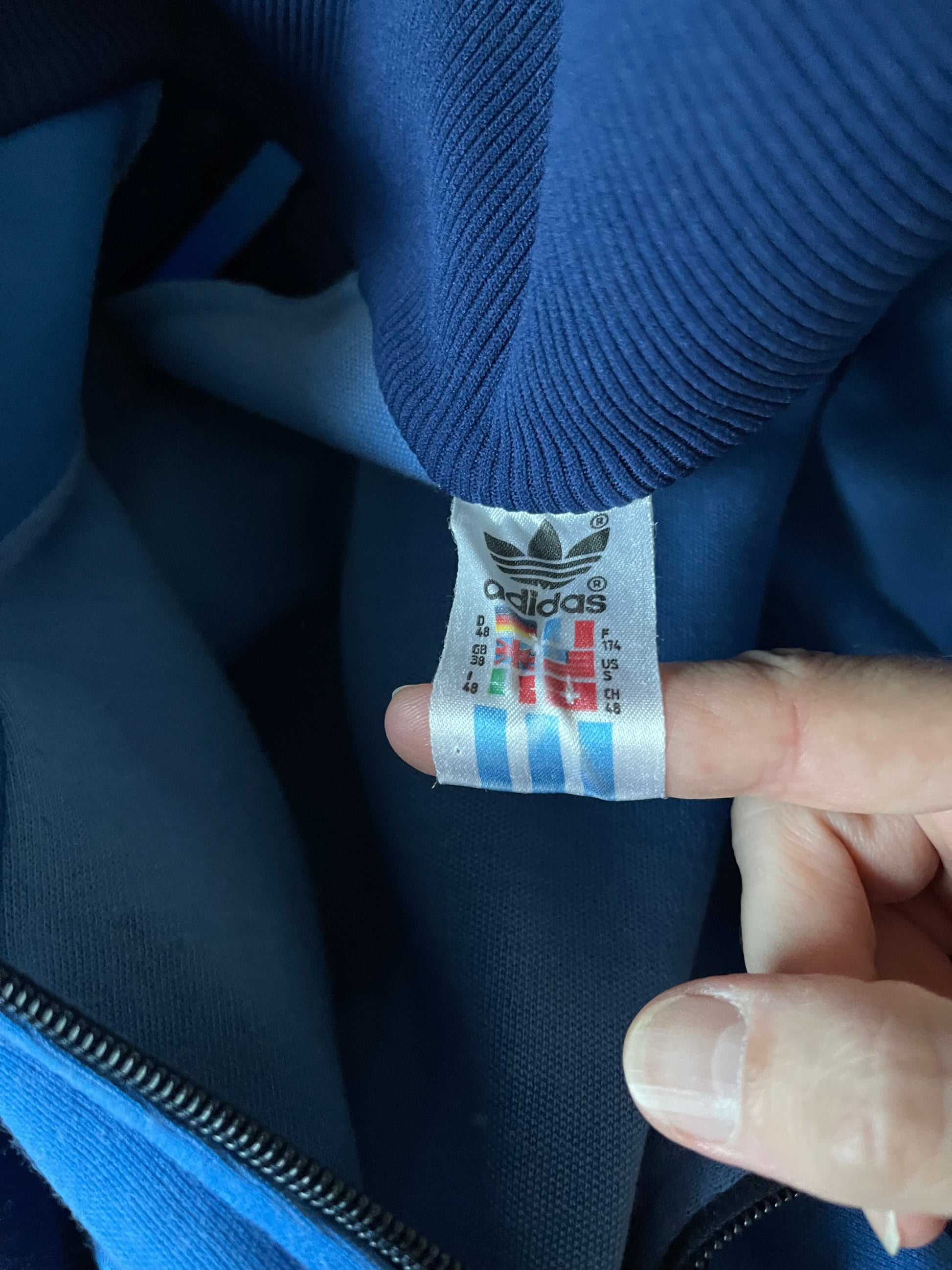 Vintage 70's Adidas Jacket Track Top Blue Made in Yugoslavia Size S-M