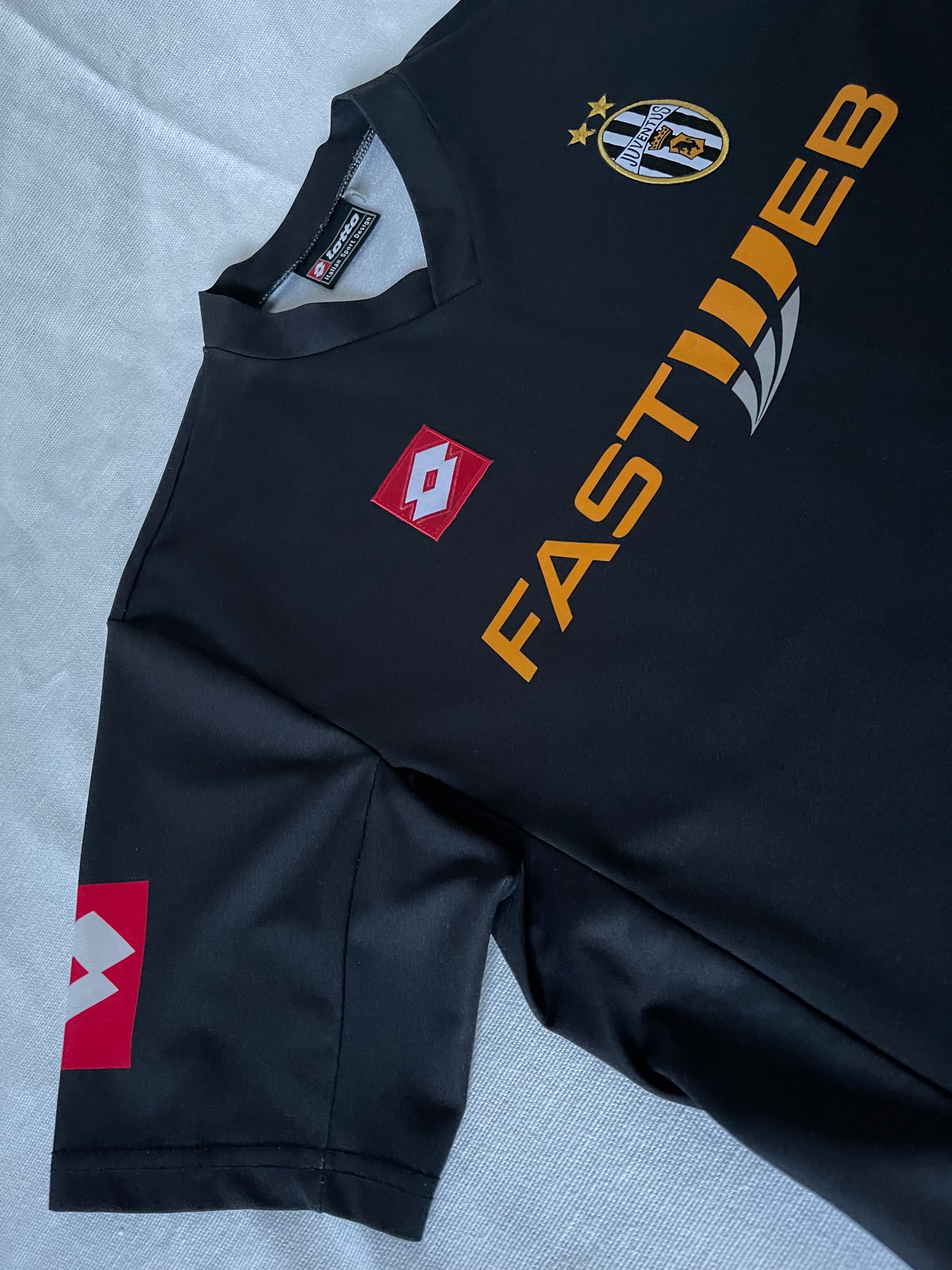 Juventus F.C. Lotto 2001-2002 Away Football Shirt Black Made in Italy FASTWEB