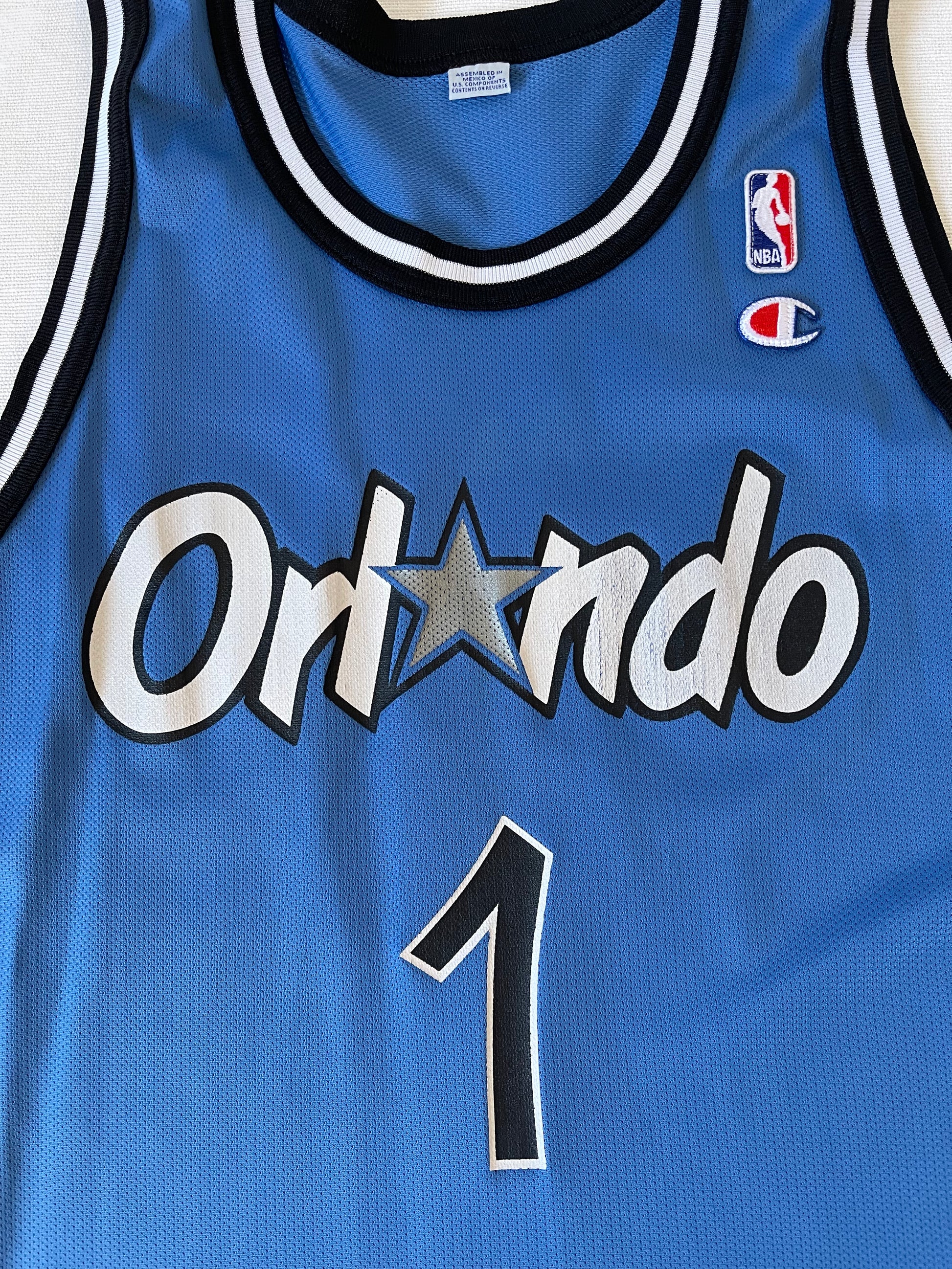 Orlando Magic Penny Hardaway Champion 1995-1998 Away Basket Jersey NBA #1 Size 48  / XL Blue