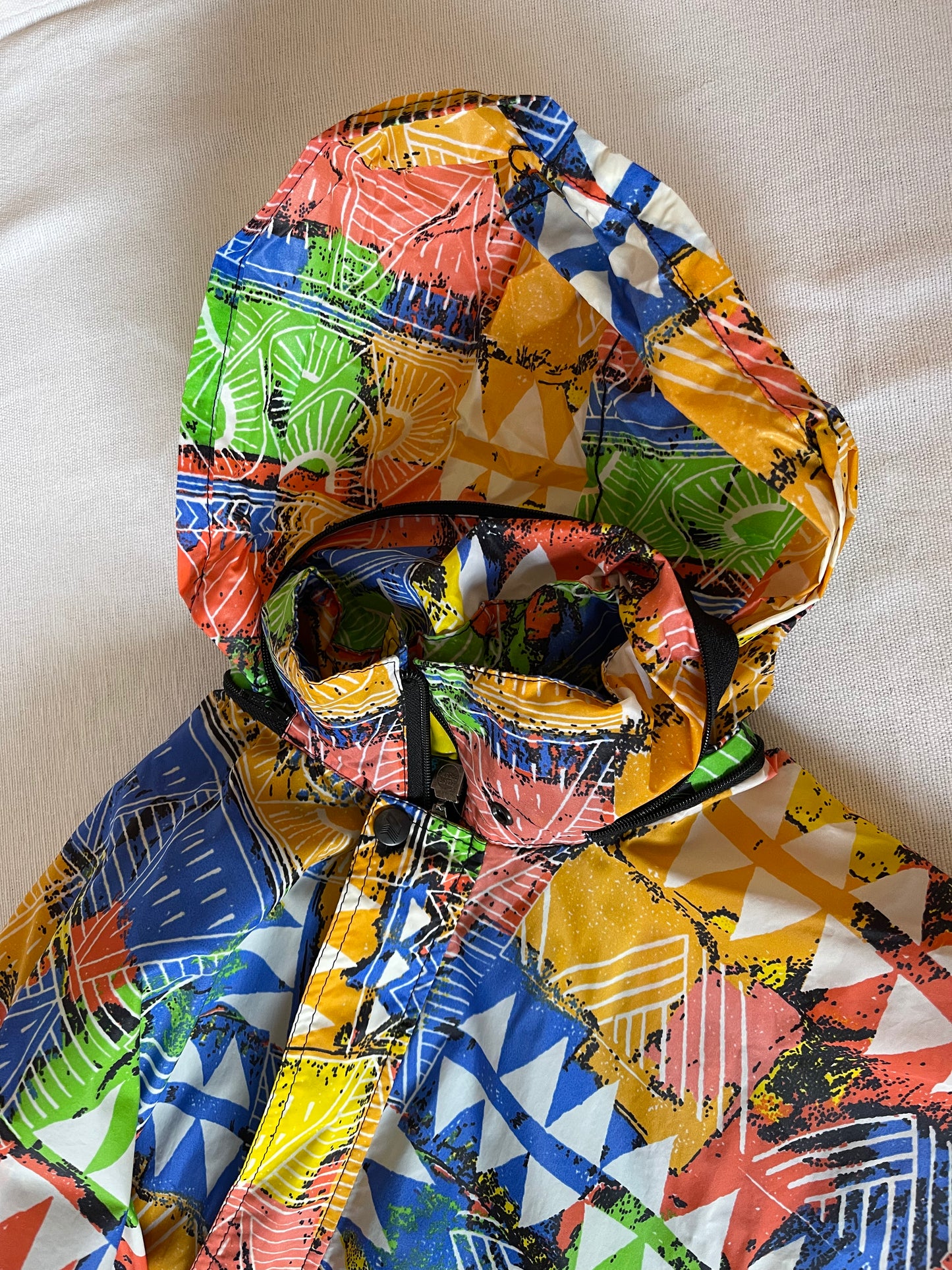 Vintage 90'S K-WAY Windbreaker Abstract Pattern Multicolour Size L