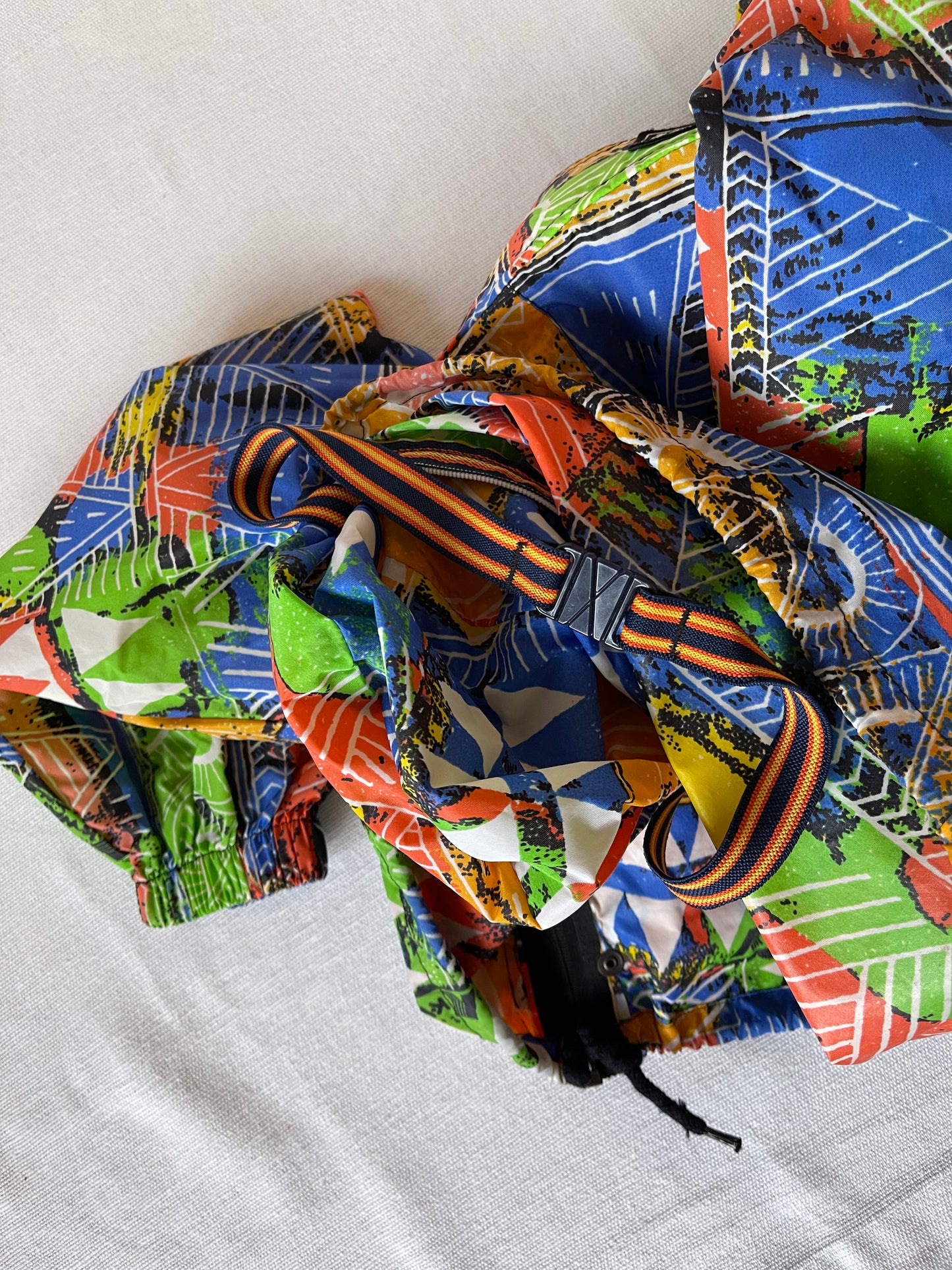 Vintage 90'S K-WAY Windbreaker Abstract Pattern Multicolour Size L