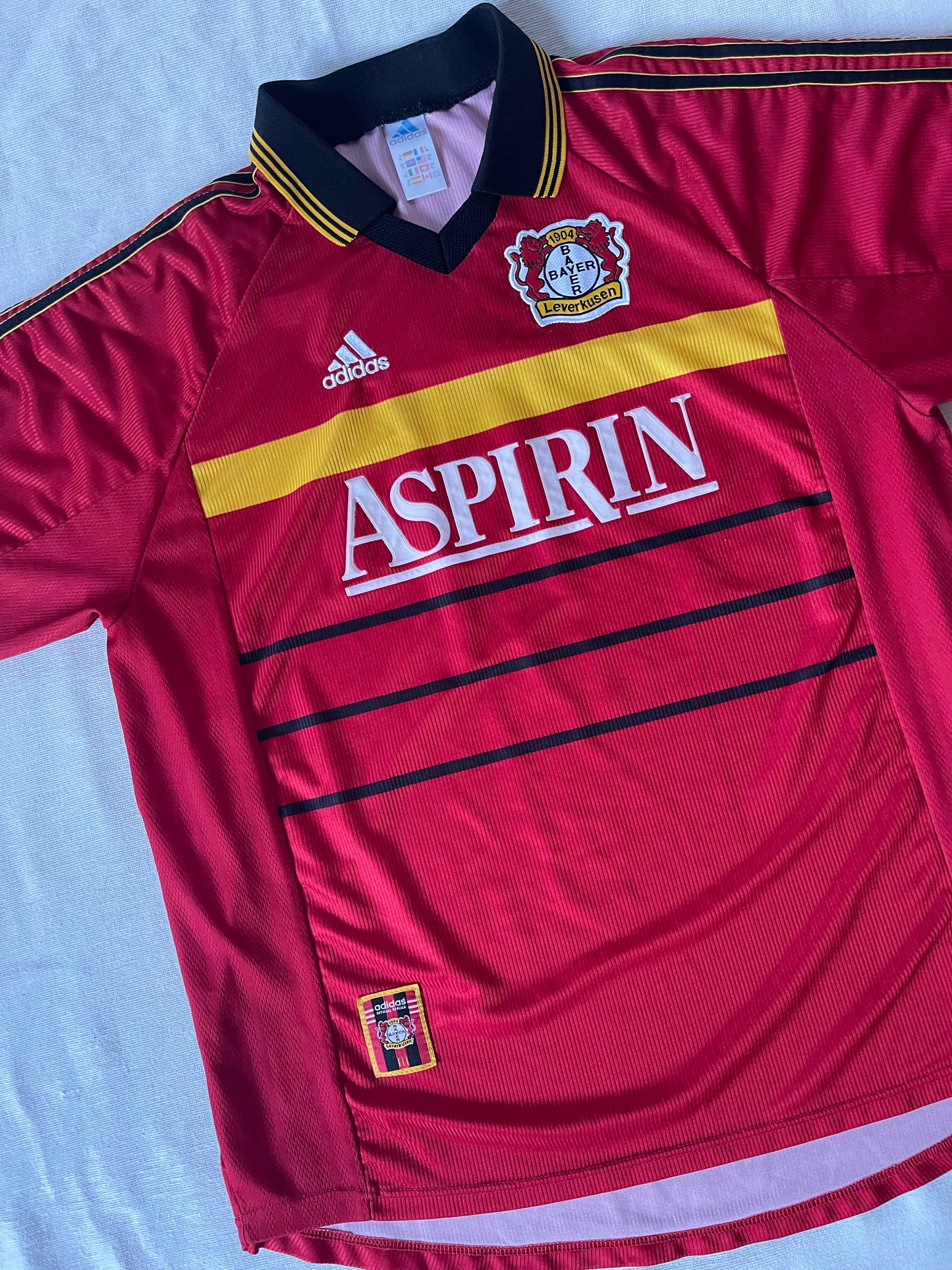Bayer Leverkusen 1904 Adidas 1998-1999 Home Football Shirt Size XL Red Aspirin