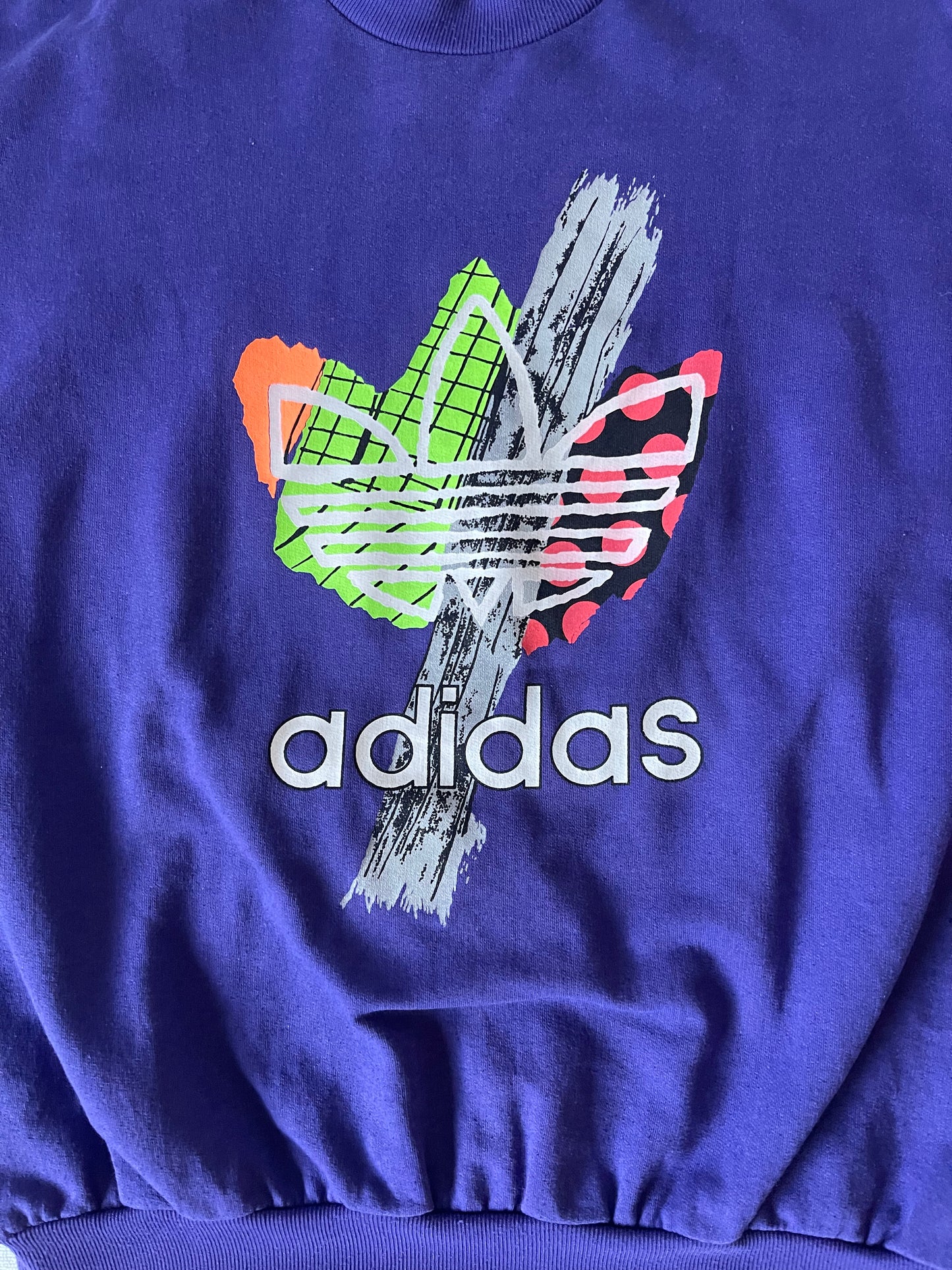 Vintage 90's Adidas Trefoil Sweatshirt Crew Neck Purple Size M-L