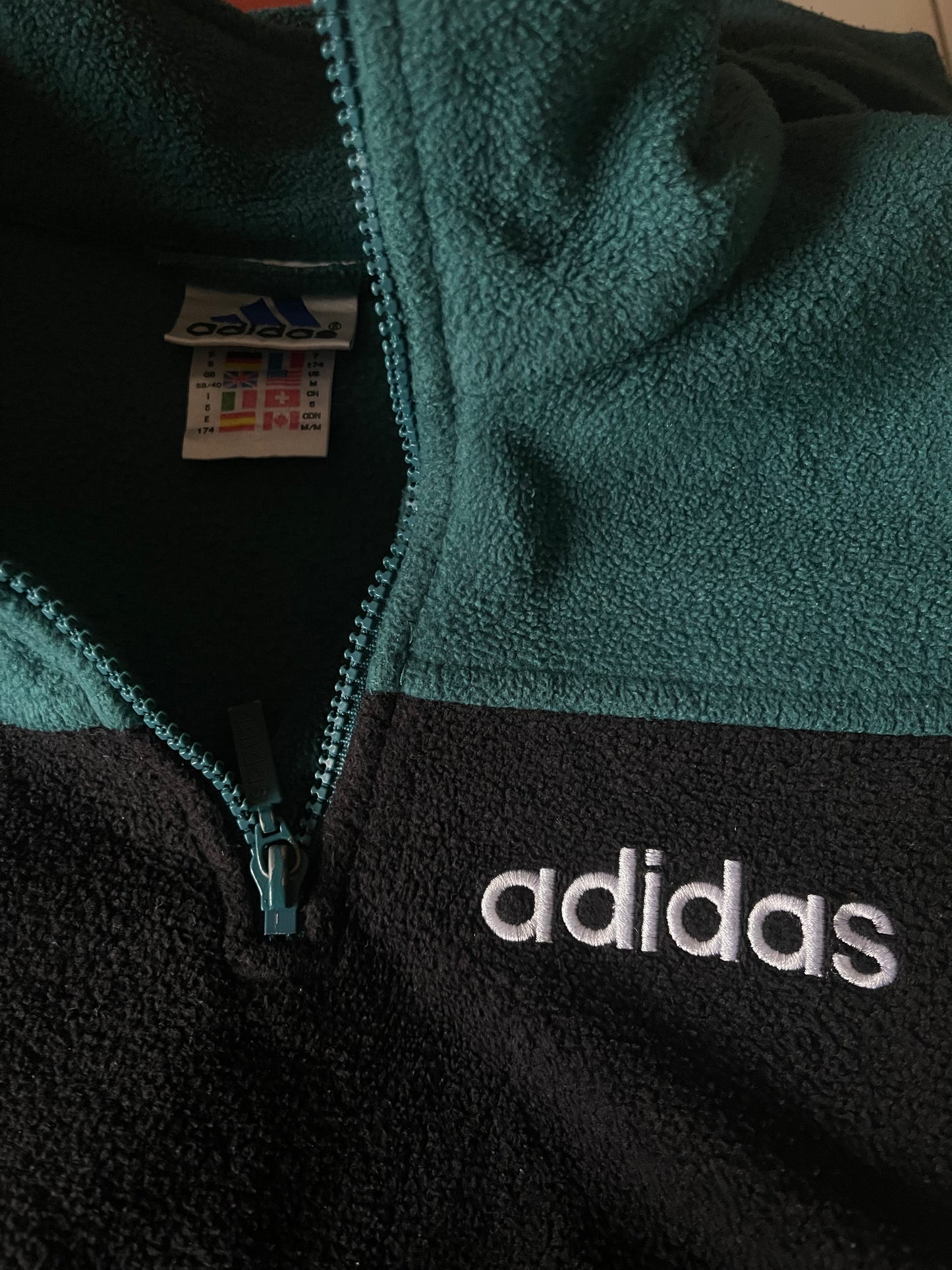 Vintage 90's Adidas Fleece Green Black Size M