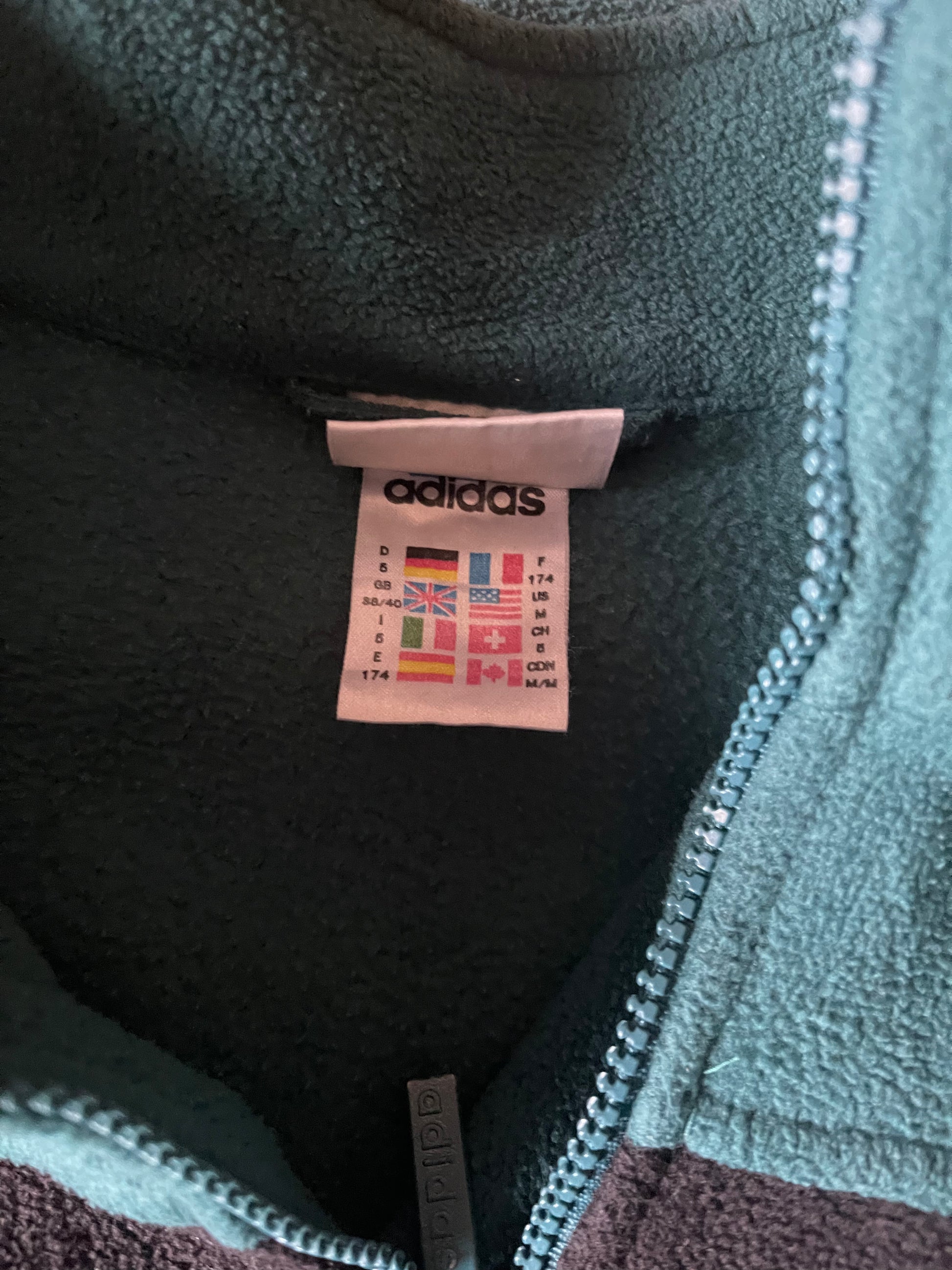 Vintage 90's Adidas Fleece Green Black Size M