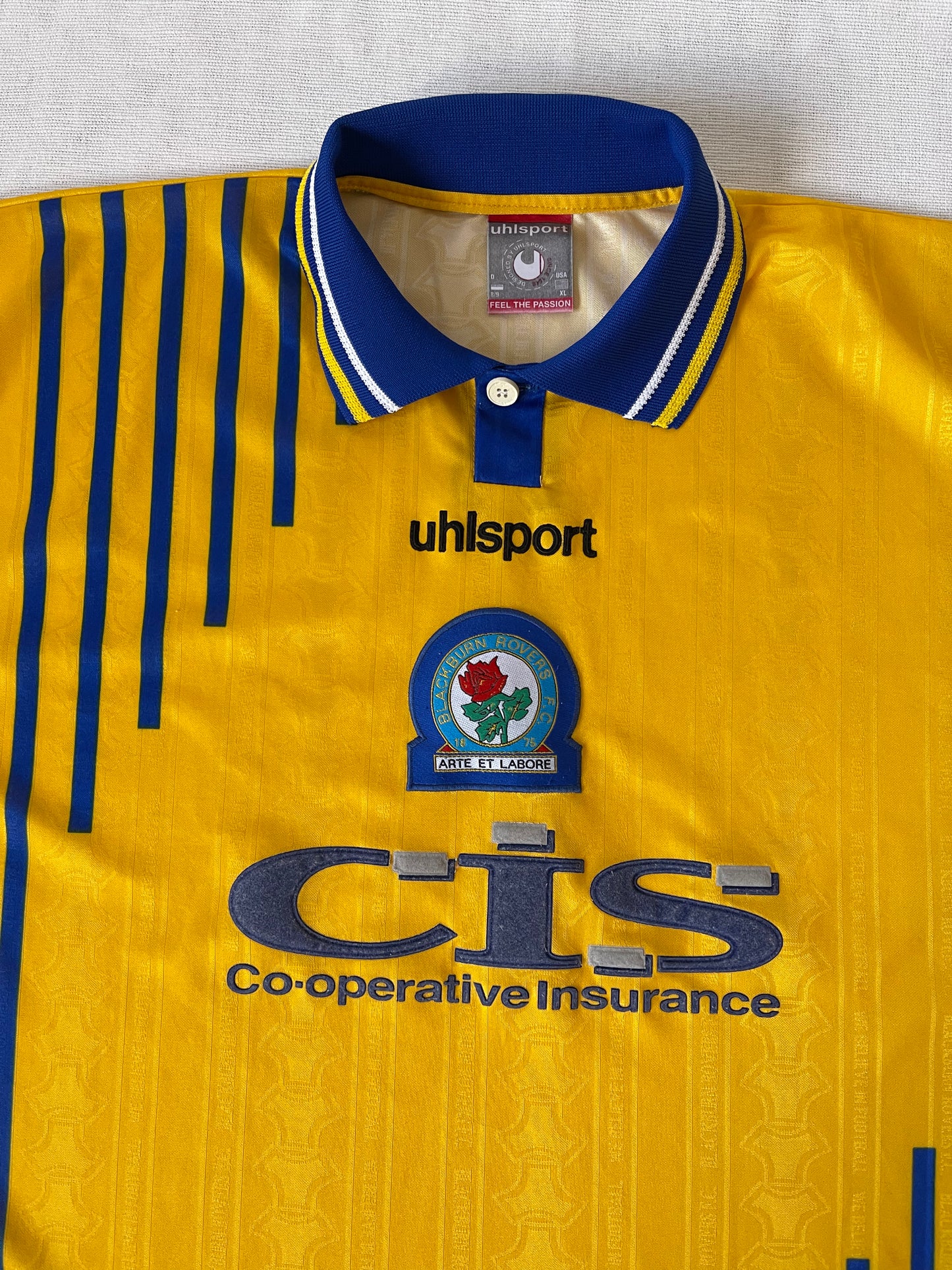 Blackburn Rovers FC 1998-1999 Uhlsport Away Football Shirt Size XL CIS Yellow