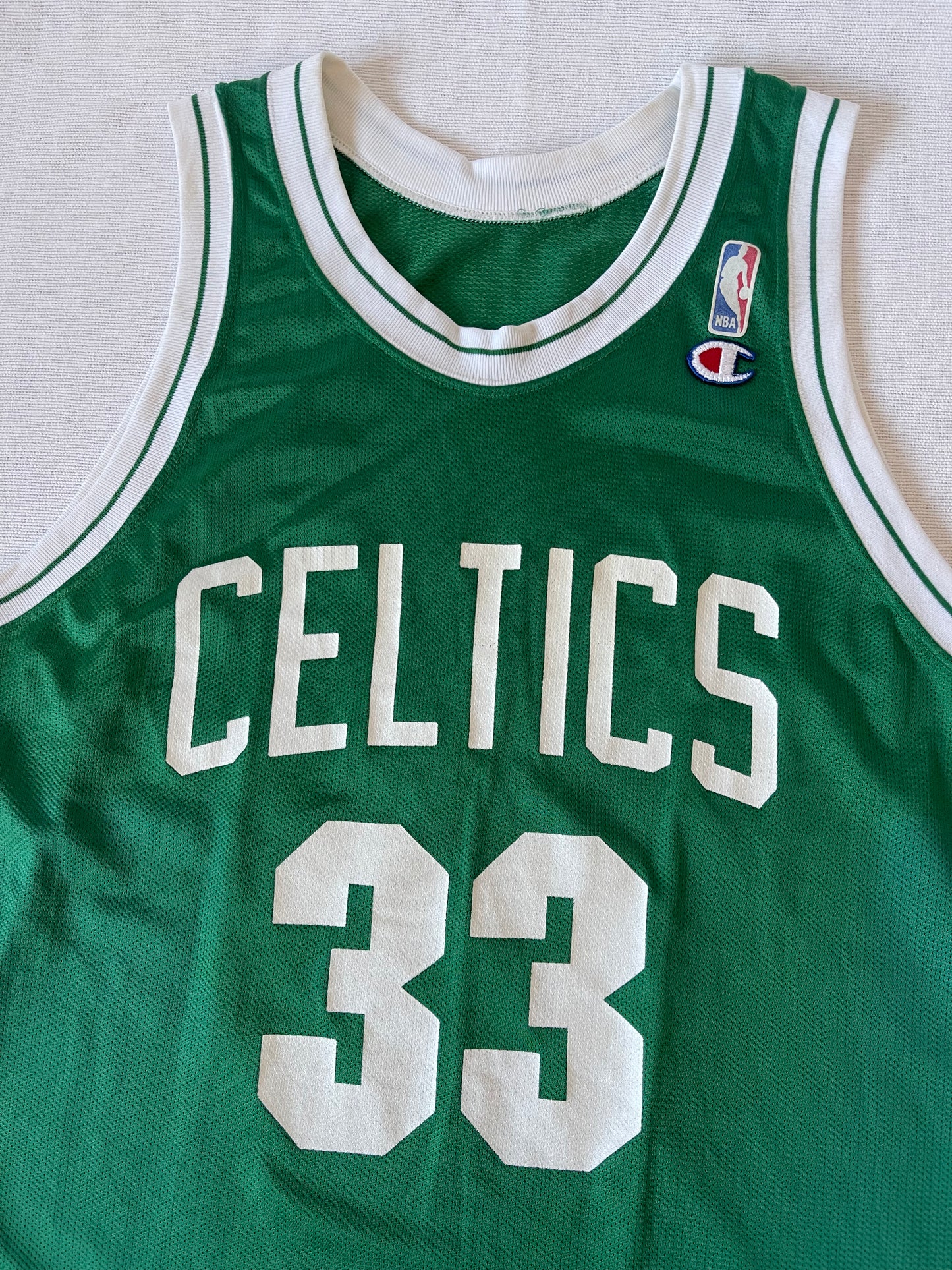 Vintage 90's Boston Celtics Larry Bird #33 Champion Home Basketball NBA Jersey Size 44 / L Made in USA Green