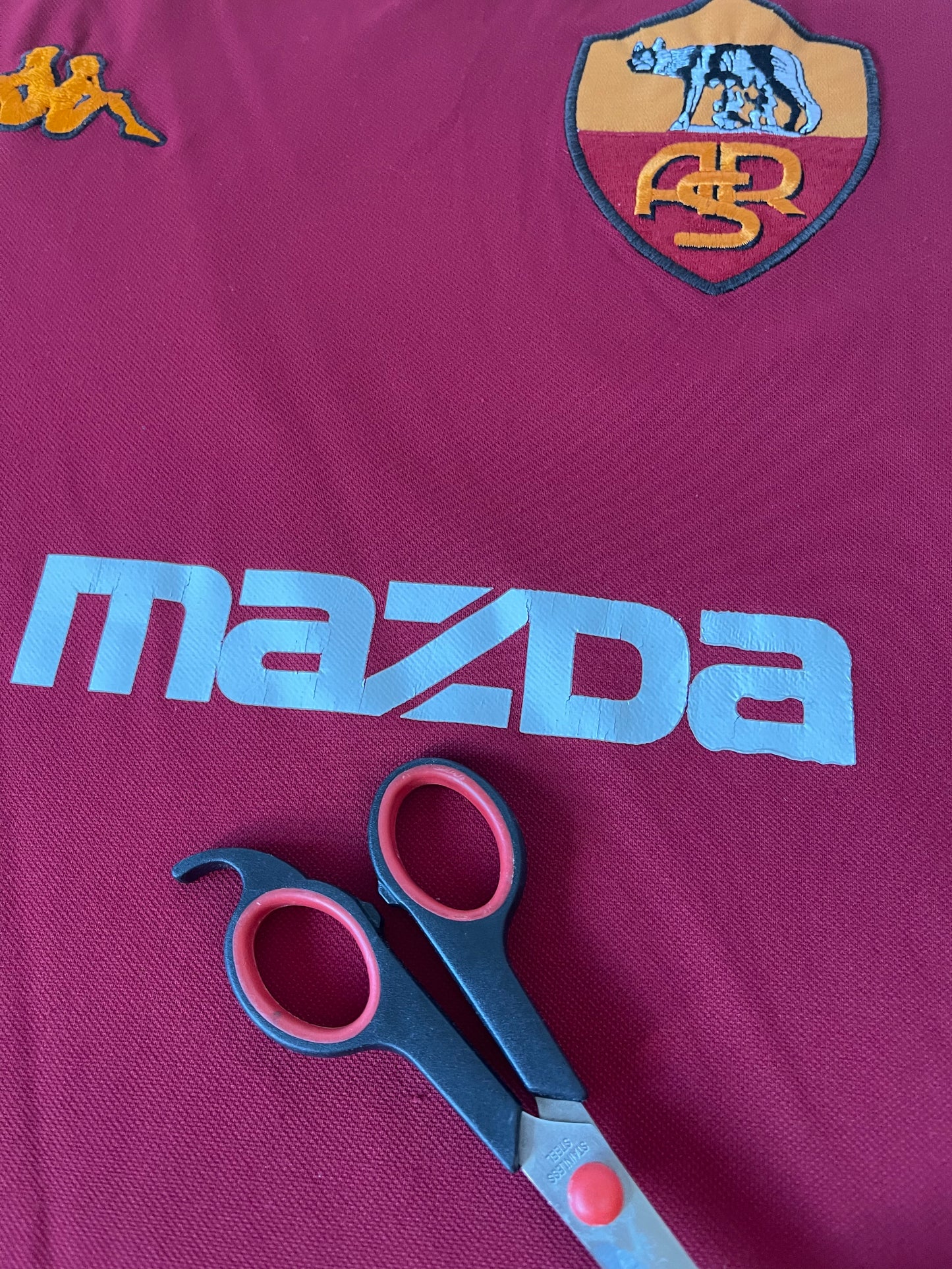 AS Roma Kappa 2002 - 2003 Champion League Home Football Shirt Size L Slimfit Mazda