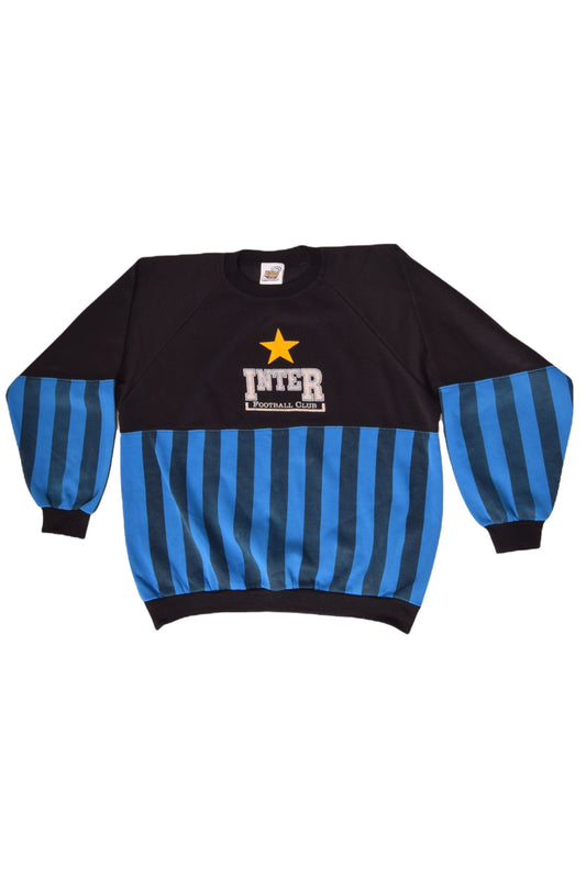 Vintage Inter Milano Le Felpe Dei Grande Club Del Calcio Italiano Parmalat 1991 Sweatshirt Crew Neck  Made in Italy Size M Blue Black