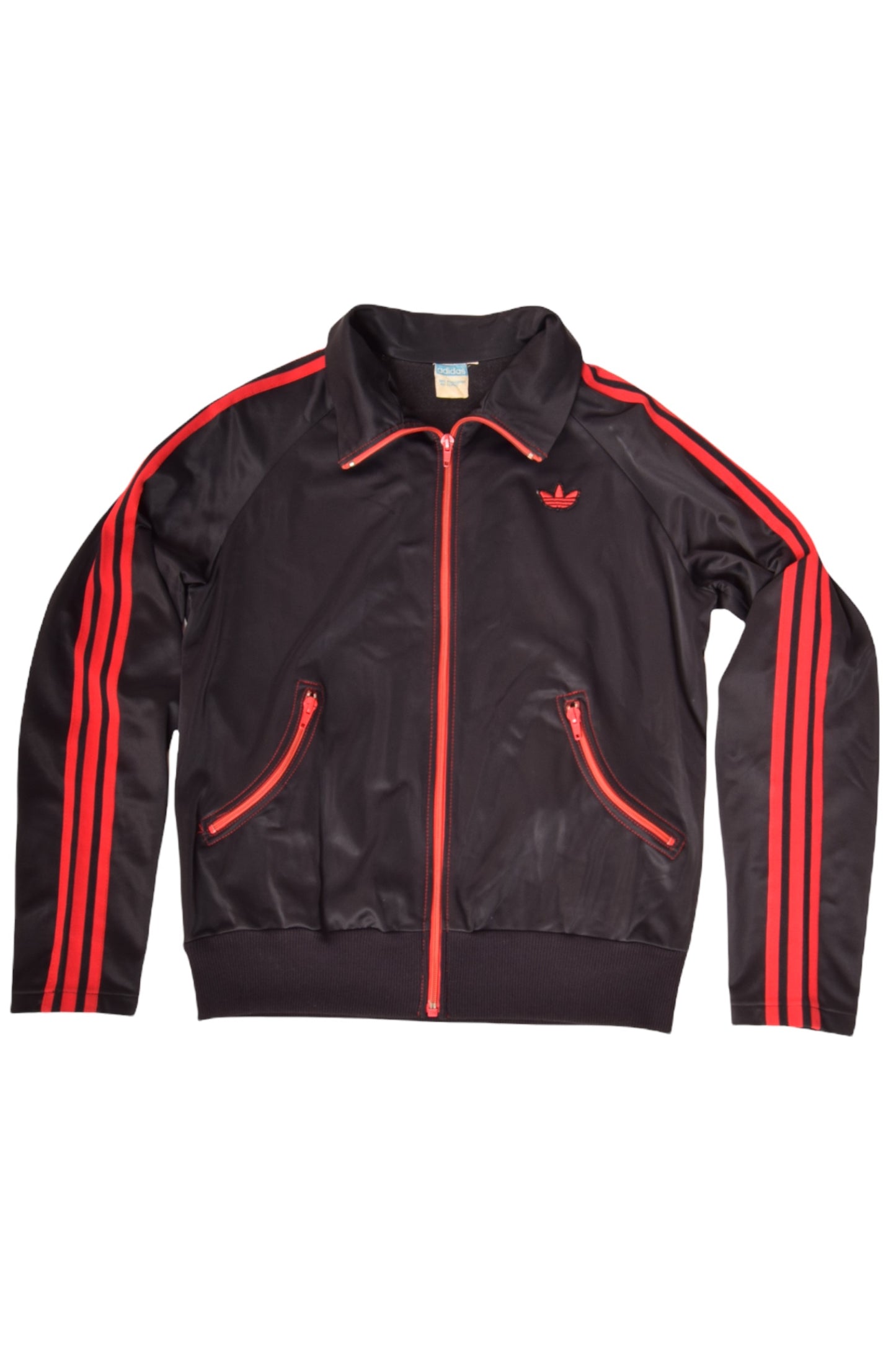 Vintage 70's 80's Adidas Track Top Jacket Size S-M Black Red