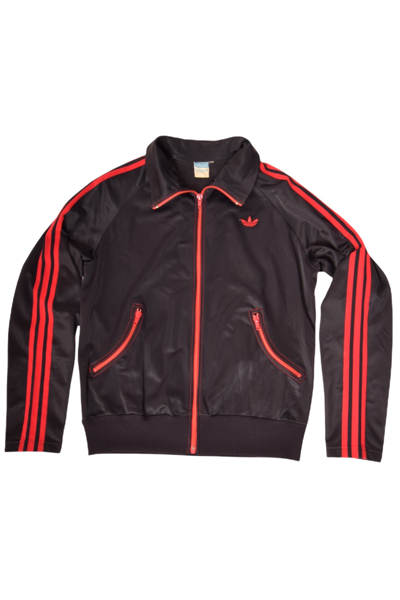 Vintage 70's 80's Adidas Track Top Jacket Size S-M Black Red