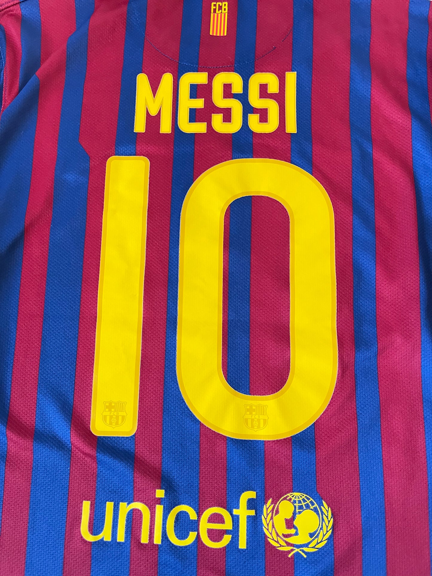 Lionel Messi Barcelona Nike 2011 - 2012 Home Football Shirt #10 Qatar Foundation Unicef Size M Red Blue