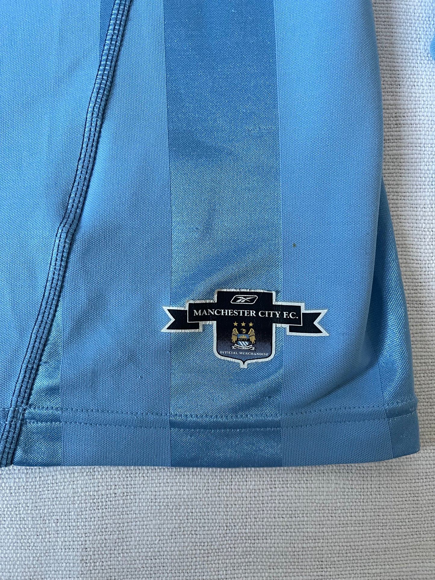 Manchester City Reebok 2003 - 2004 Home Football Shirt Size M Blue First Advice Long Sleeve