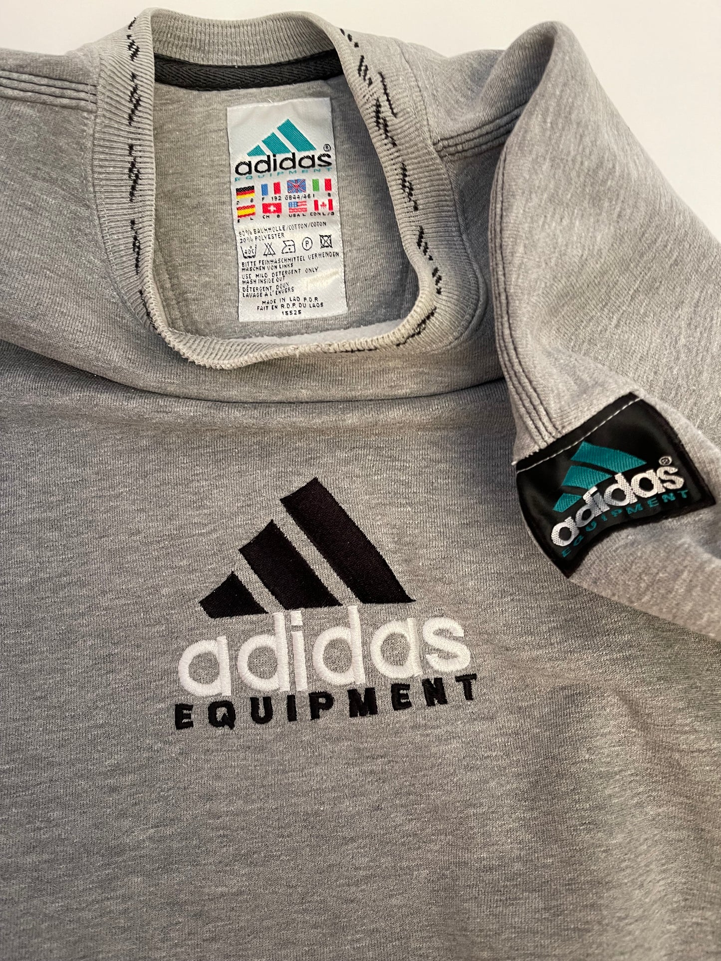 Vintage Adidas Equipment Sweatshirt Grey Size L-XL Heavy Cotton