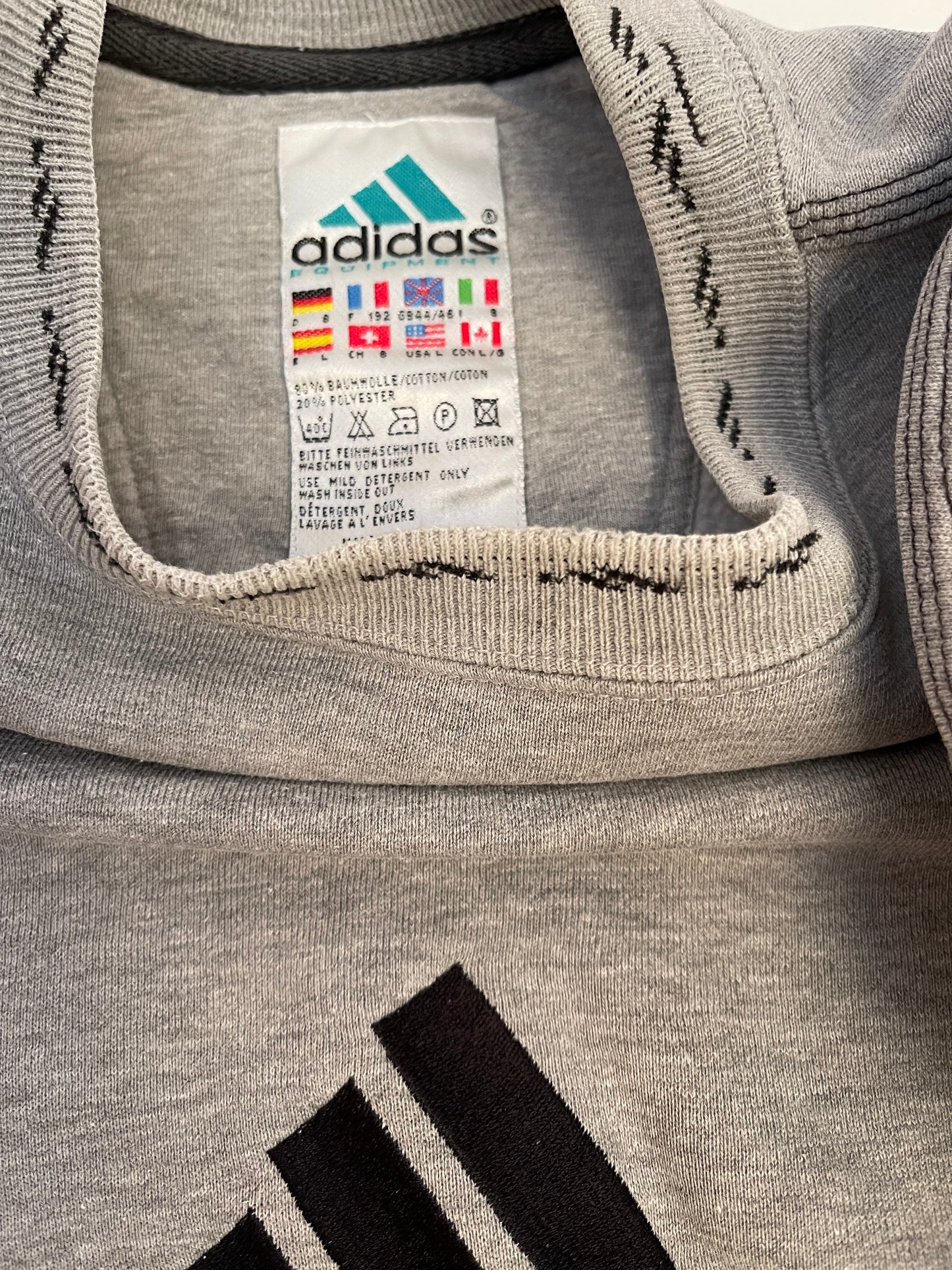 Vintage Adidas Equipment Sweatshirt Grey Size L-XL Heavy Cotton