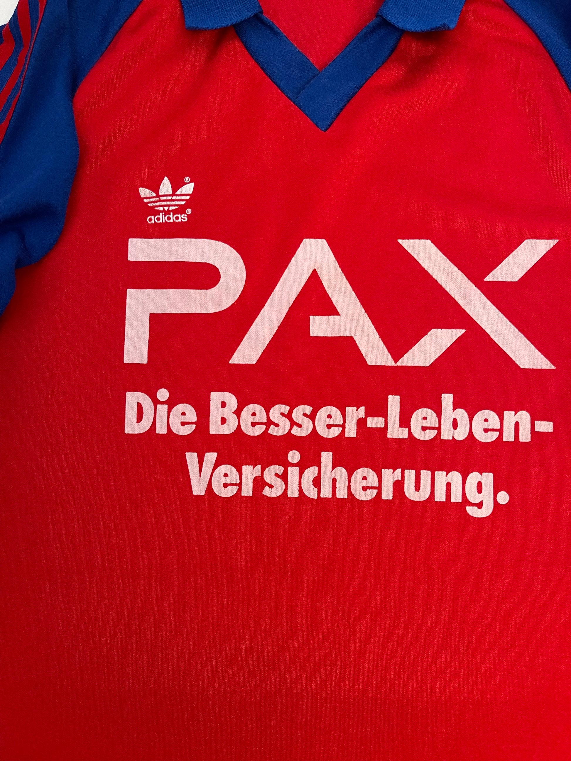 Vintage F.C. Basel Adidas 1980-1982 Away Football Shirt Size L Red Blue Pax Die Besser-Leben-Versicherung. Made in West Germany Size M