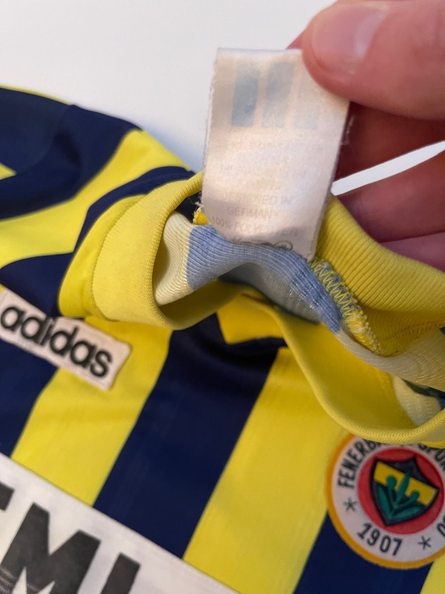 Vintage Fenerbahçe Spor Kulübü Adidas 1995-1996 Home Football Shirt No 5 Blue Yellow Emlak Bankası Size M