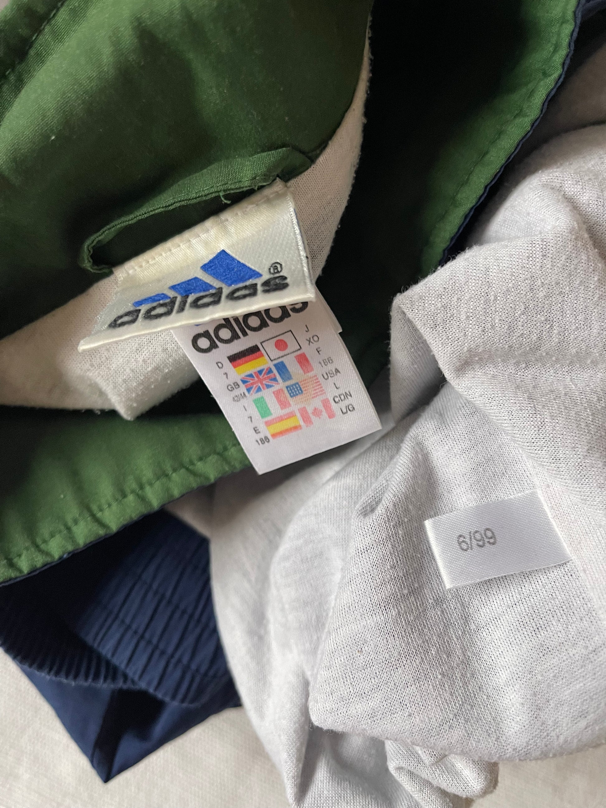 Vintage 90's Adidas Jacket Blue Green White Size L - XL