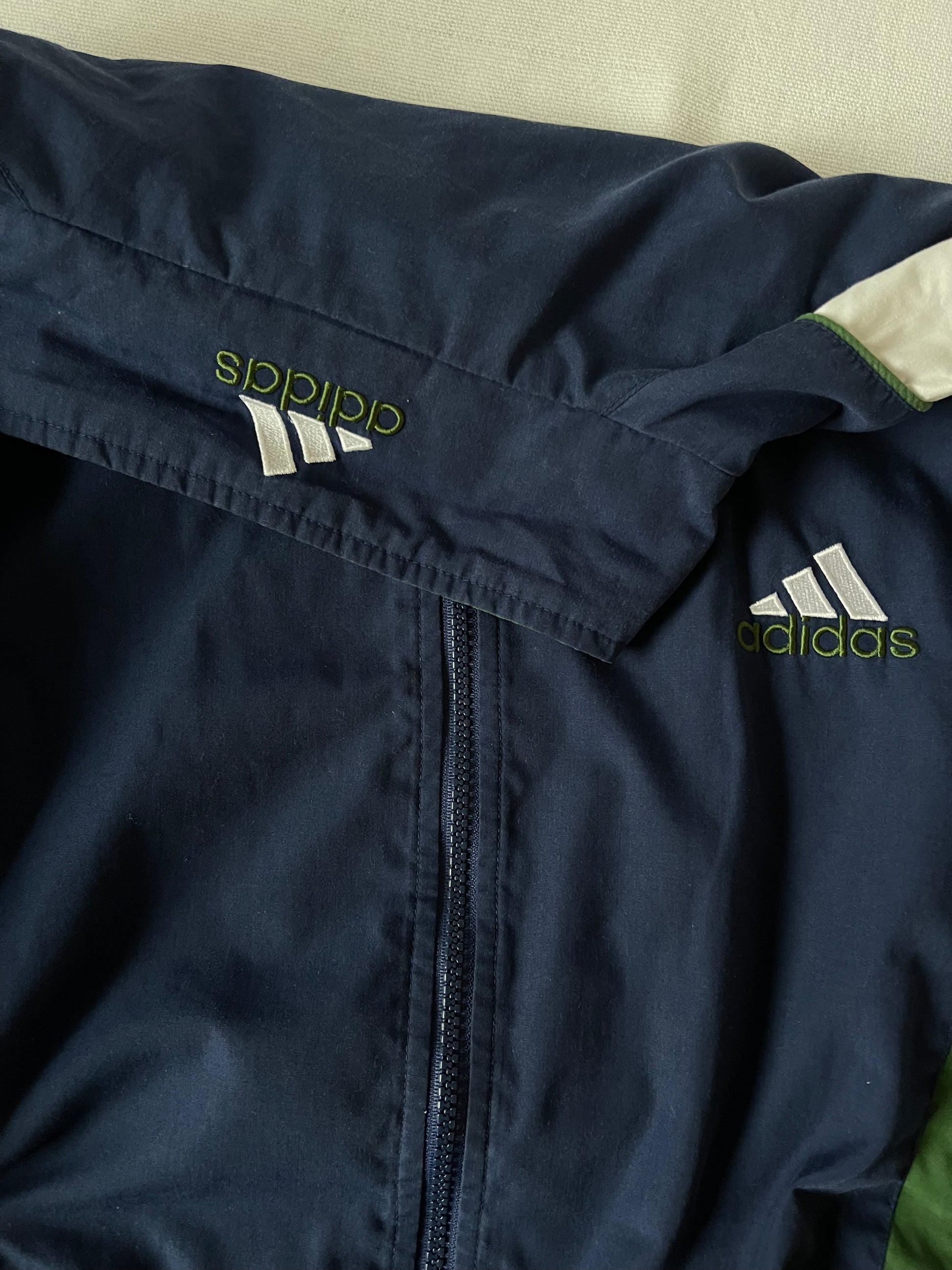 Vintage 90's Adidas Jacket Blue Green White Size L - XL