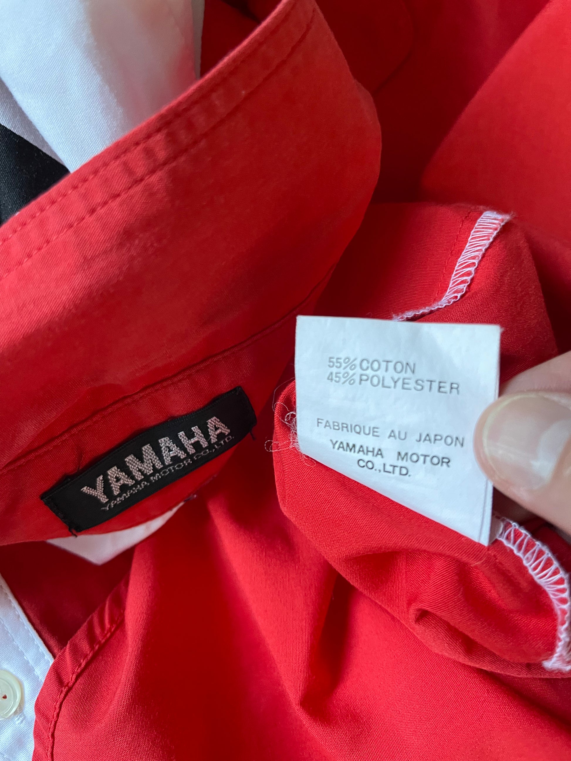 Team Yamaha Racing Sports Shirt Made in Japan Red White Elf Energizer Procunia Size L - XL