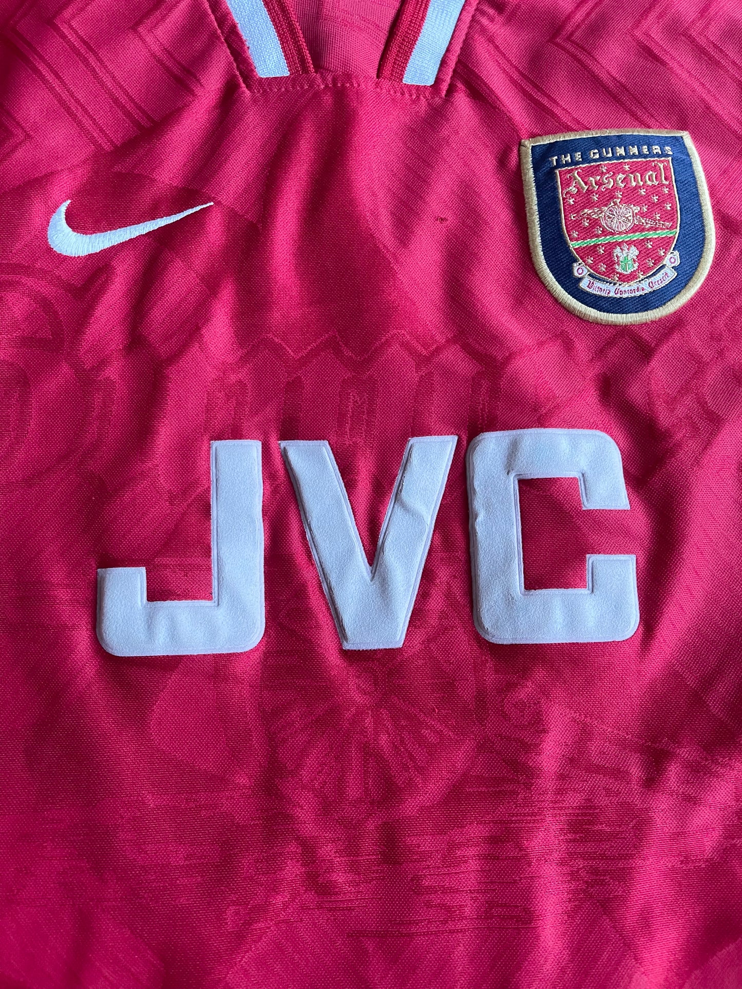 Arsenal FC Nike Premier 1996-1997 Home Football Shirt JVC Red White Size L