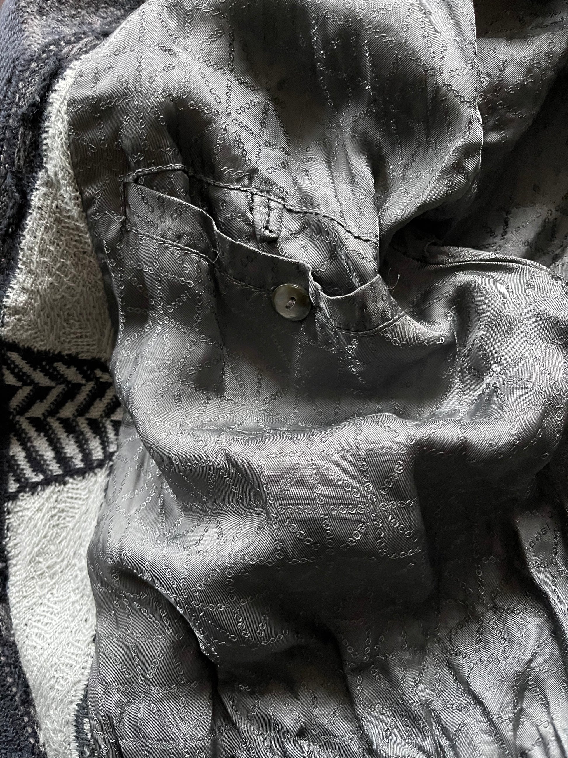 Vintage Coogi Jacket Made in Australia Size M 100% Pure New Wool Black Grey Blue