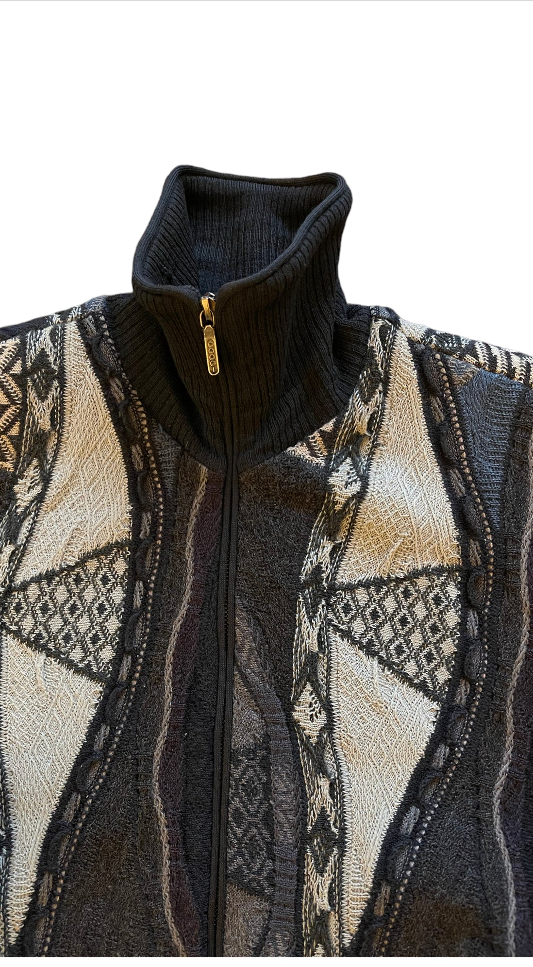 Vintage Coogi Jacket Made in Australia Size M 100% Pure New Wool Black Grey Blue