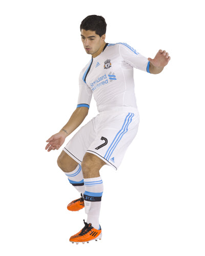 Liverpool Adidas Luis Suarez #7 2011-2012 Third Football Shirt Size L White Standard Chartered ClimaCool