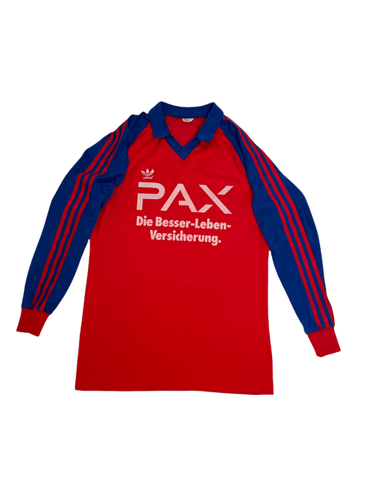Vintage F.C. Basel Adidas 1980-1982 Away Football Shirt Size L Red Blue Pax Die Besser-Leben-Versicherung. Made in West Germany Size M