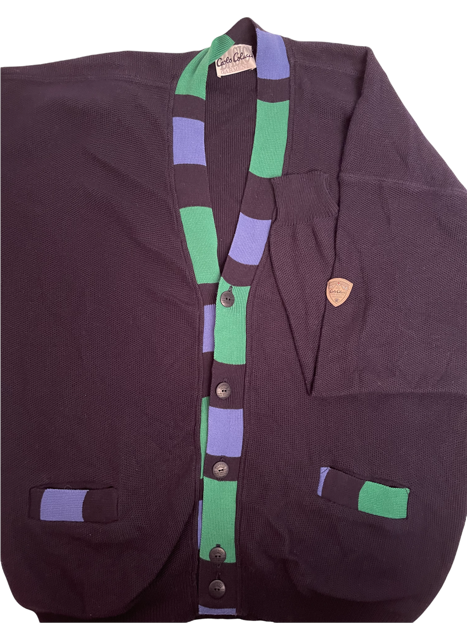 Vintage 90's Carlo Colucci Cardigan Size L-XL Made in Germany Navy Blue