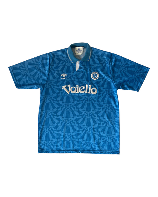 Vintage Napoli Societa Sportiva Naples Umbro 1991-1993 Home Football Shirt Voiello Blue Size XL