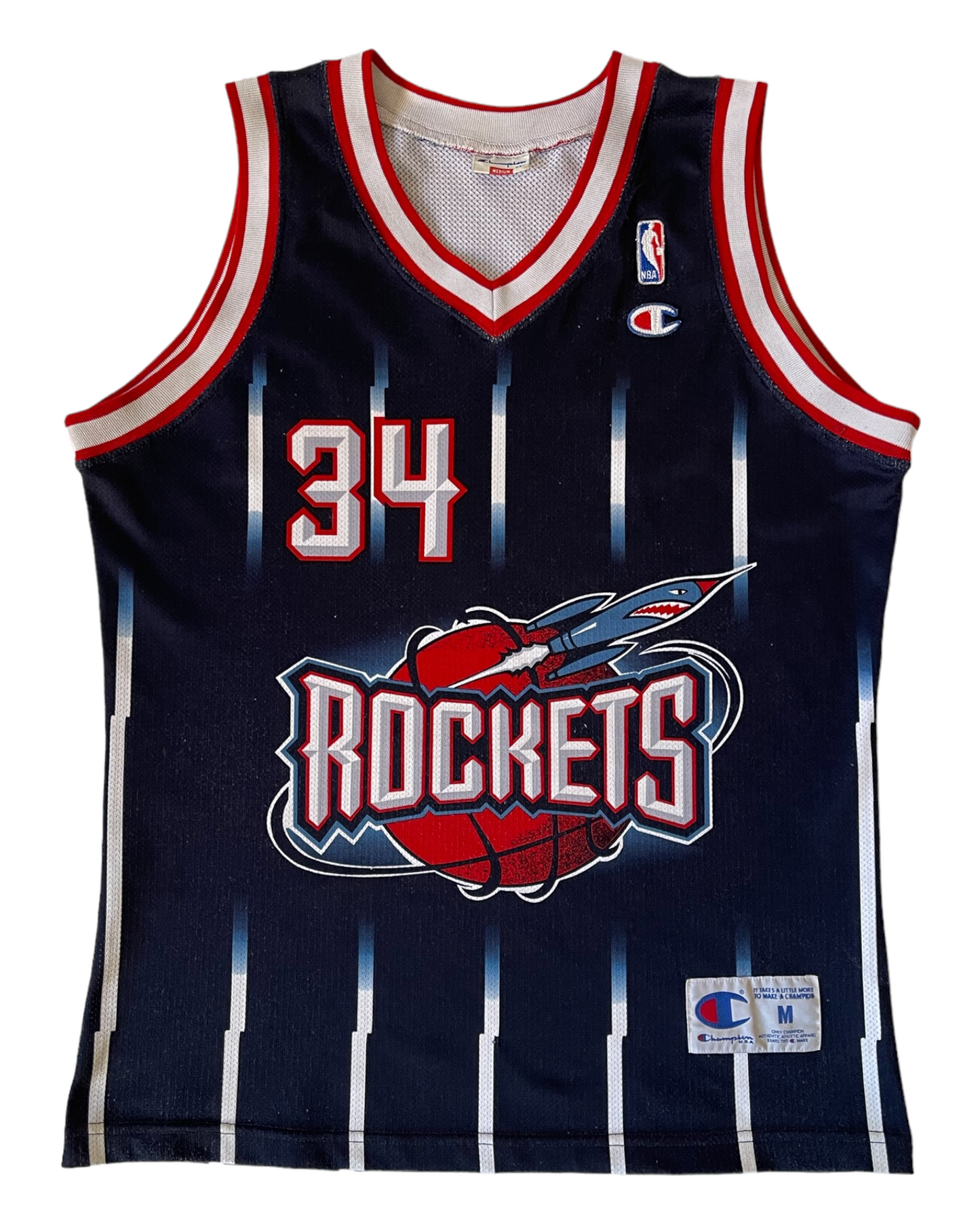Houston Rockets Hakeem Olajuwon Champion 1995 - 2001 Away NBA Basketball Jersey Size M