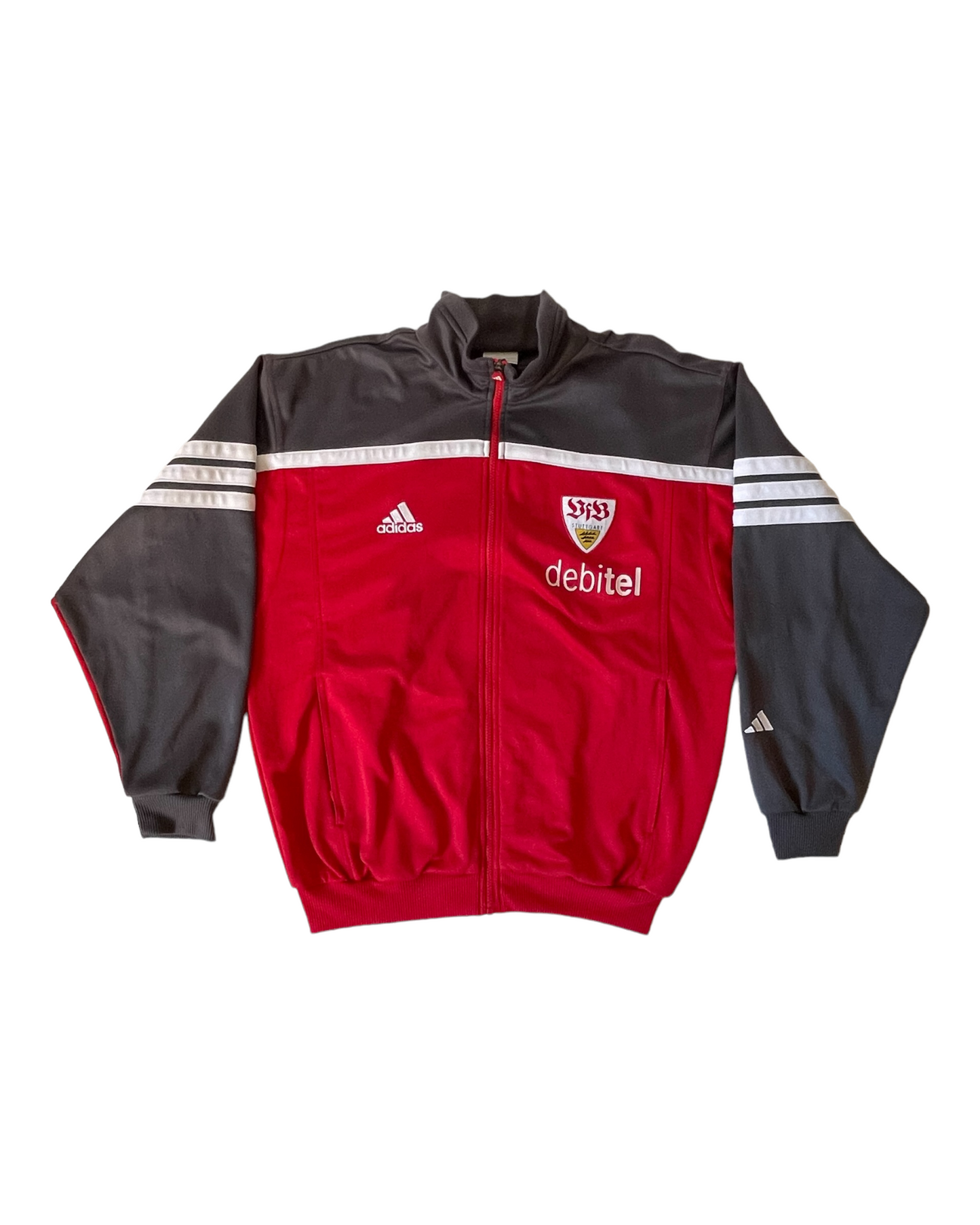 VFB Stuttgart Adidas 2000 - 2001 Football Jacket Size L Red Grey White