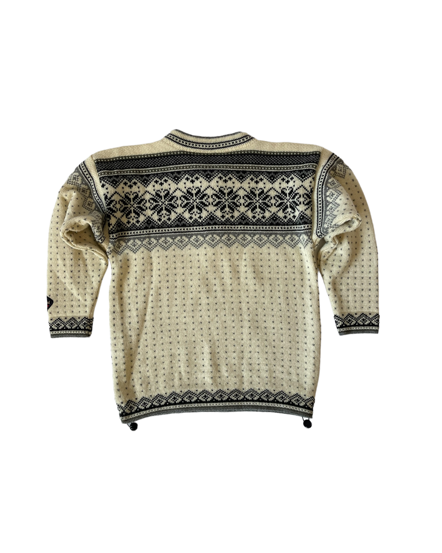 Skjæveland Jumper Made in Norway Pure New Wool Snowflake Size XS-S Off White