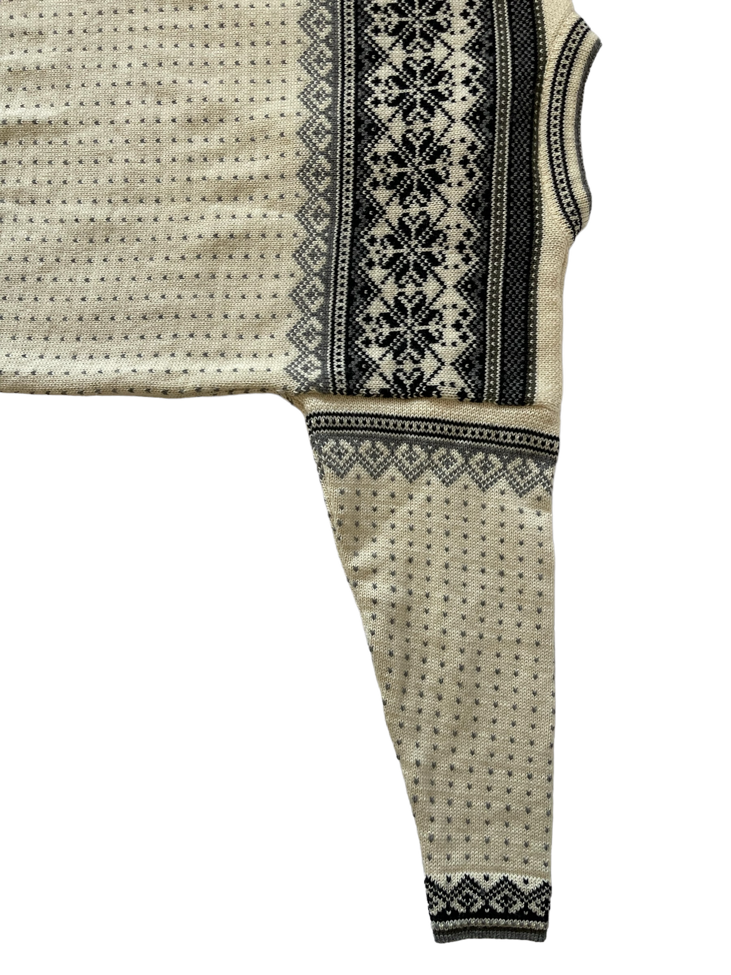 Skjæveland Jumper Made in Norway Pure New Wool Snowflake Size XS-S Off White