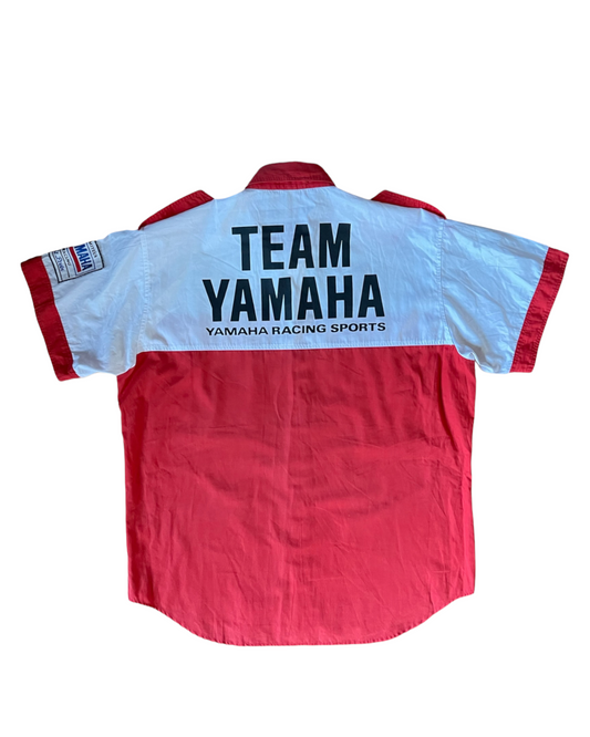 Team Yamaha Racing Sports Shirt Made in Japan Red White Elf Energizer Procunia Size L - XL